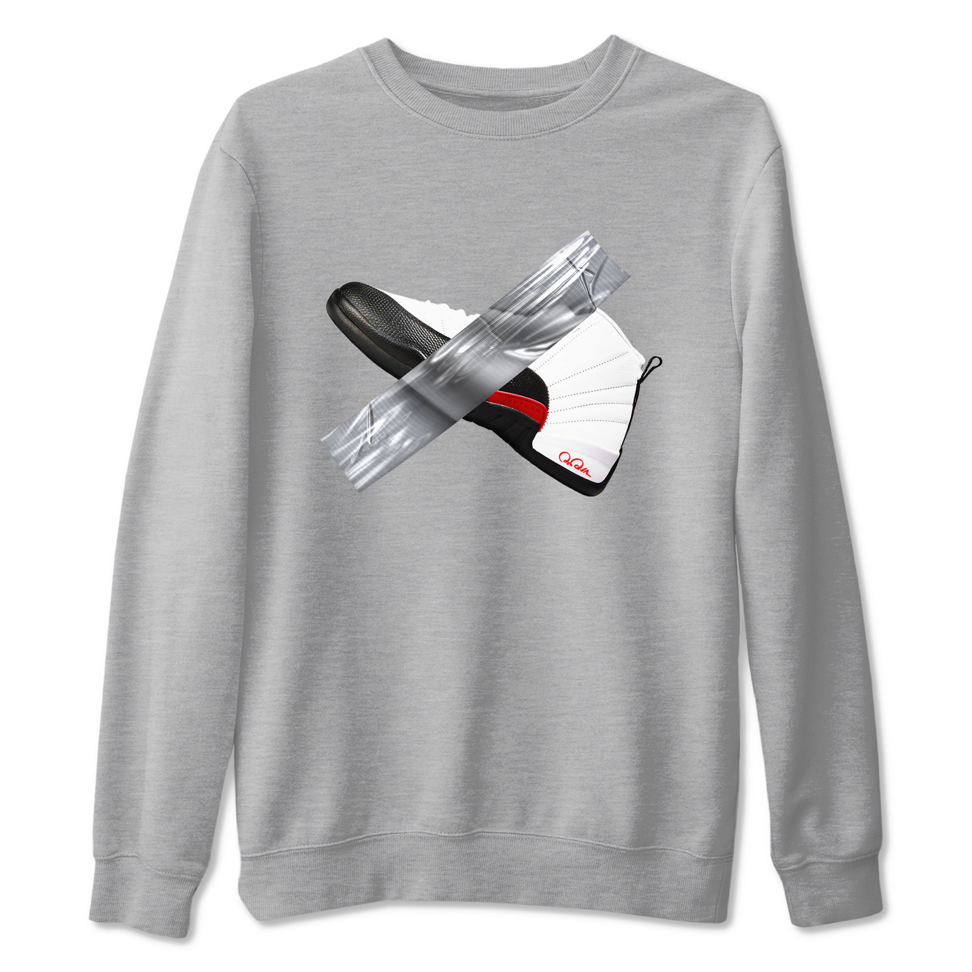 12s Taxi Flip shirts to match jordans Duct Tape sneaker match tees Air Jordan 12 Taxi Flip Drip Gear Zone streetwear brand Heather Grey 2 unisex cotton tee