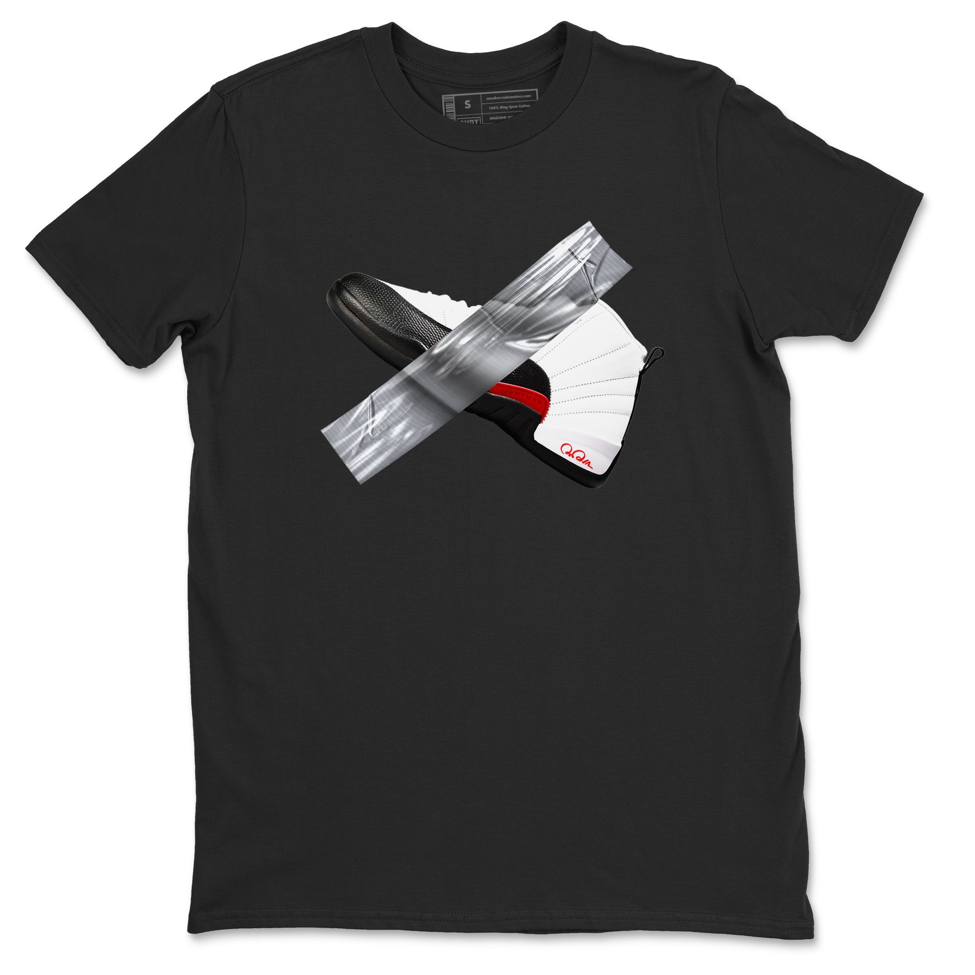 12s Taxi Flip shirts to match jordans Duct Tape sneaker match tees Air Jordan 12 Taxi Flip Drip Gear Zone streetwear brand Black 2 unisex cotton tee