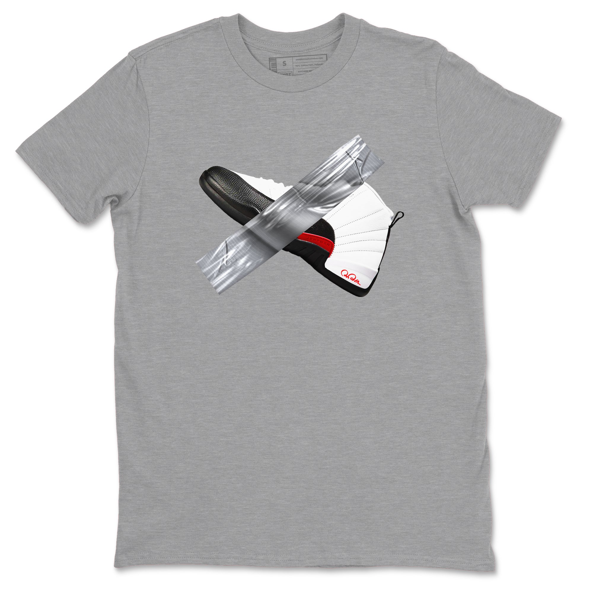 12s Taxi Flip shirts to match jordans Duct Tape sneaker match tees Air Jordan 12 Taxi Flip Drip Gear Zone streetwear brand Heather Grey 2 unisex cotton tee