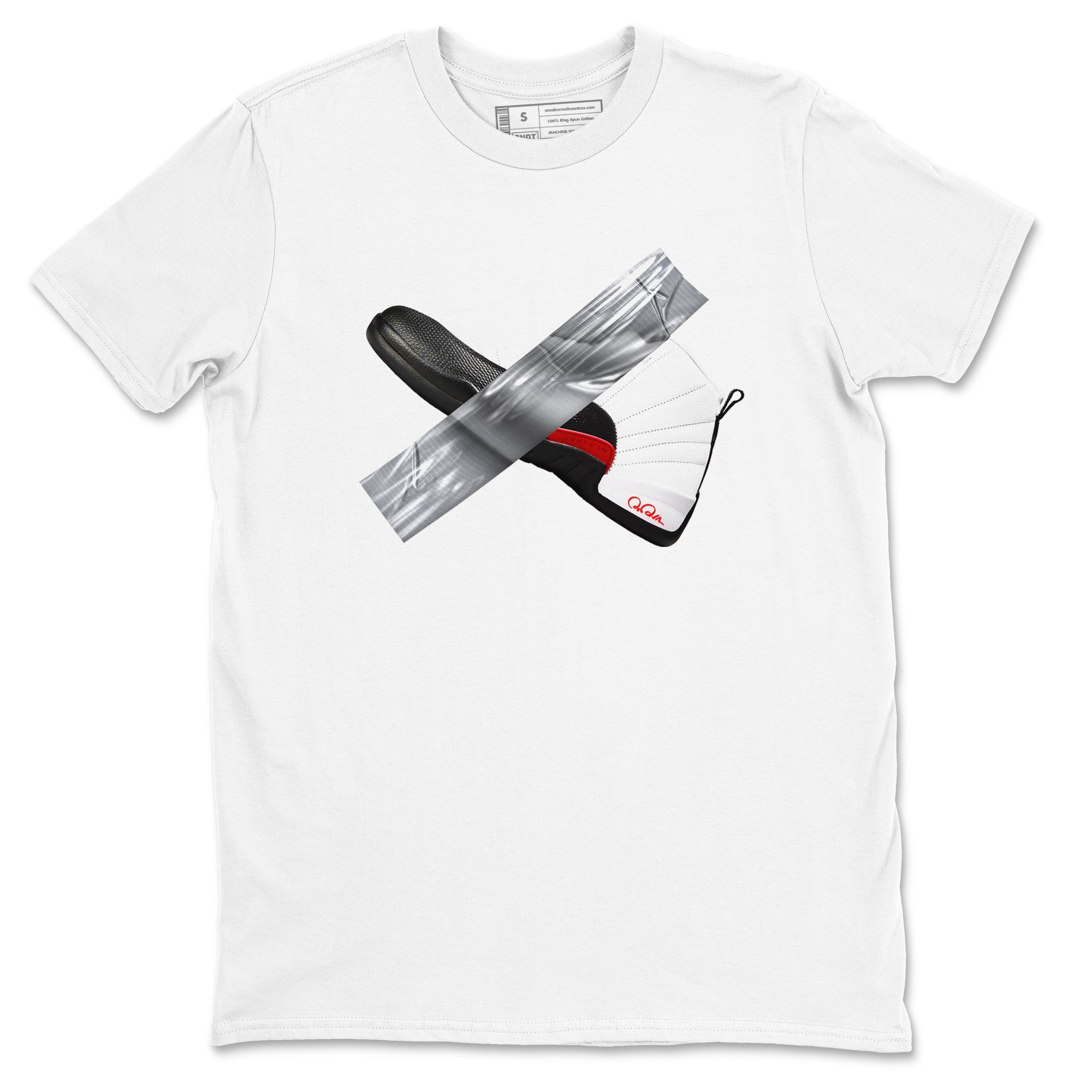 12s Taxi Flip shirts to match jordans Duct Tape sneaker match tees Air Jordan 12 Taxi Flip Drip Gear Zone streetwear brand White 2 unisex cotton tee
