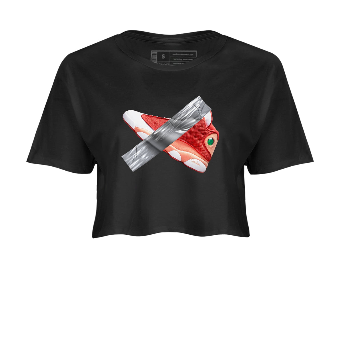 13s Dune Red shirts to match jordans Duct Tape sneaker match tees Air Jordan 13 Dune Red Drip Gear Zone streetwear brand Black 2 crop tee