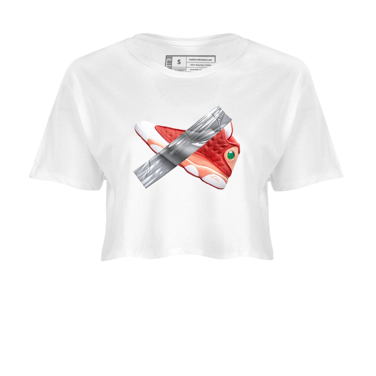 13s Dune Red shirts to match jordans Duct Tape sneaker match tees Air Jordan 13 Dune Red Drip Gear Zone streetwear brand White 2 crop tee