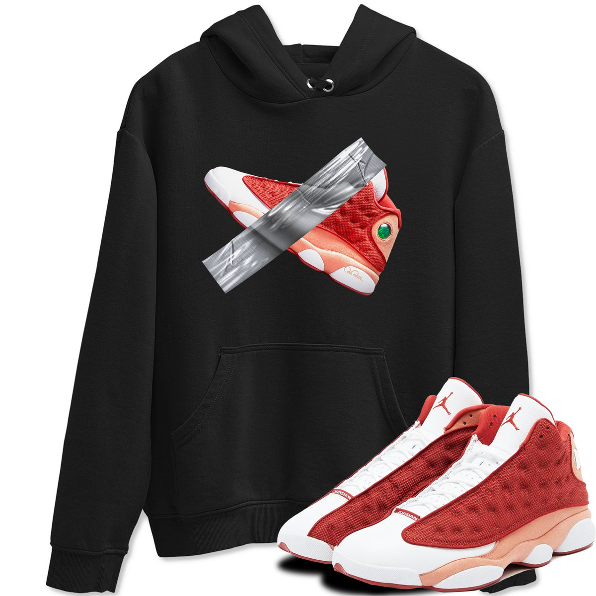 13s Dune Red shirts to match jordans Duct Tape sneaker match tees Air Jordan 13 Dune Red Drip Gear Zone streetwear brand Black 1 unisex cotton tee