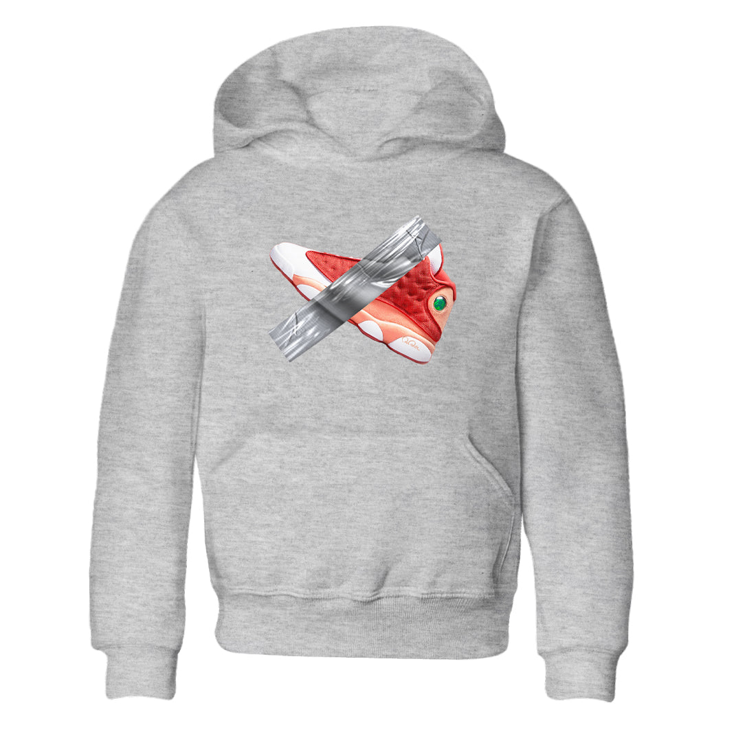 13s Dune Red shirts to match jordans Duct Tape sneaker match tees Air Jordan 13 Dune Red Drip Gear Zone streetwear brand Baby and Youth Heather Grey 2 cotton tee
