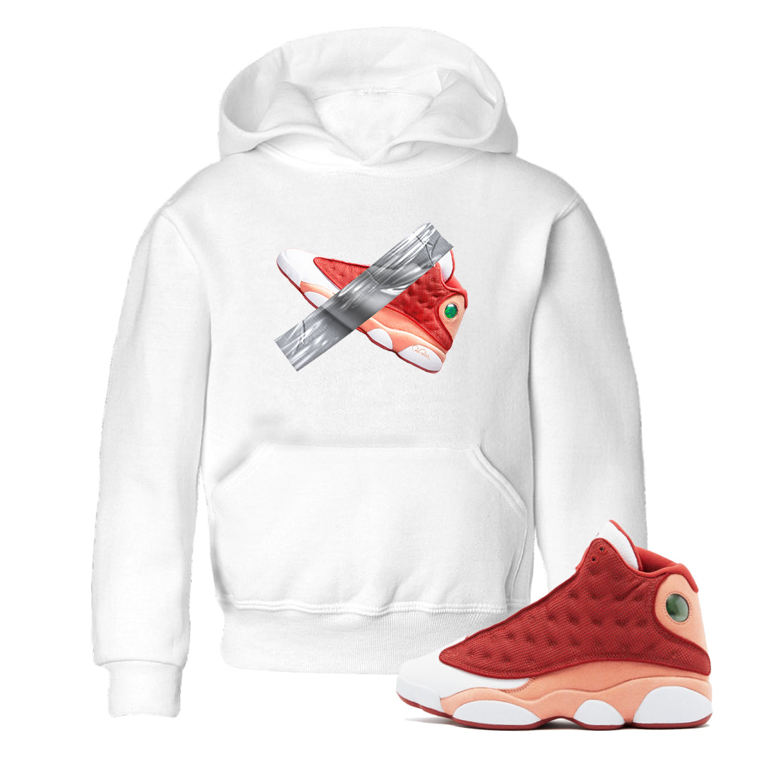 13s Dune Red shirts to match jordans Duct Tape sneaker match tees Air Jordan 13 Dune Red Drip Gear Zone streetwear brand Baby and Youth White 1 cotton tee