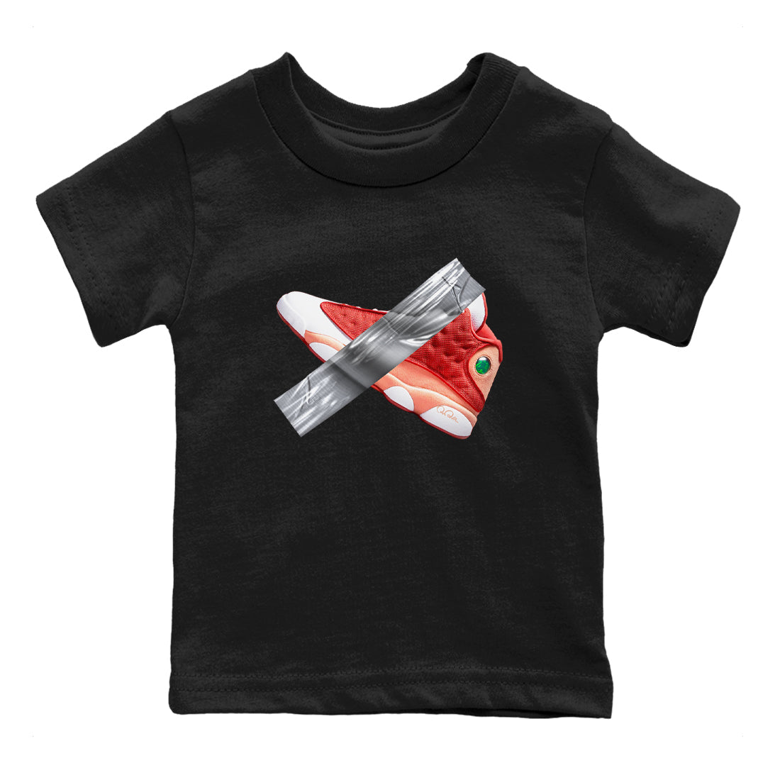 13s Dune Red shirts to match jordans Duct Tape sneaker match tees Air Jordan 13 Dune Red Drip Gear Zone streetwear brand Baby and Youth Black 2 cotton tee