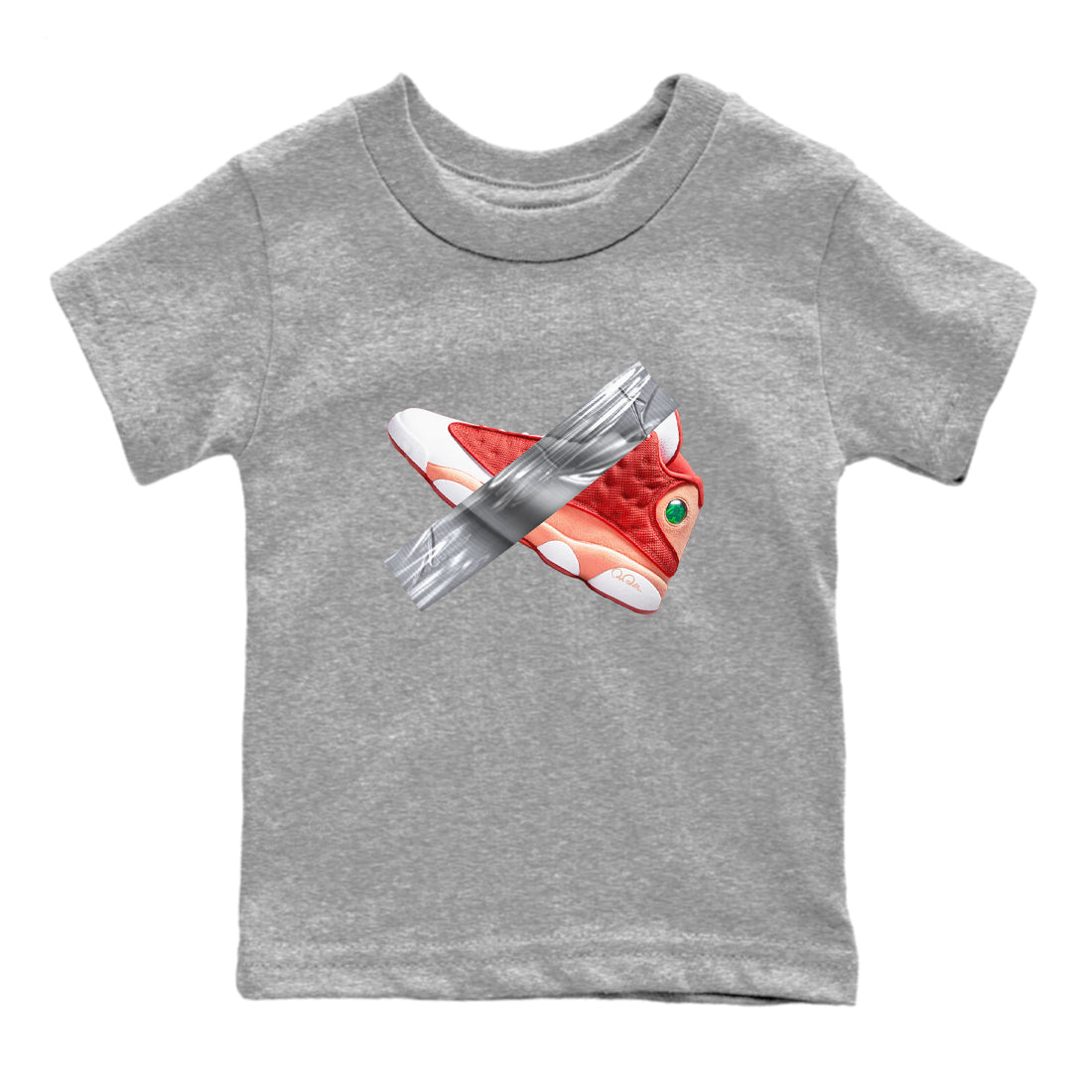 13s Dune Red shirts to match jordans Duct Tape sneaker match tees Air Jordan 13 Dune Red Drip Gear Zone streetwear brand Baby and Youth Heather Grey 2 cotton tee