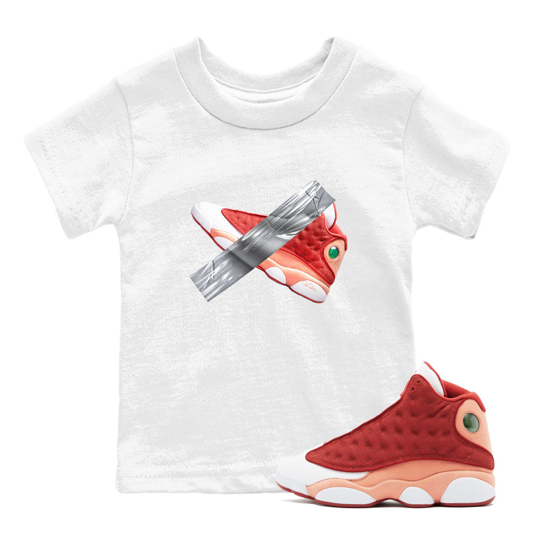 13s Dune Red shirts to match jordans Duct Tape sneaker match tees Air Jordan 13 Dune Red Drip Gear Zone streetwear brand Baby and Youth White 1 cotton tee