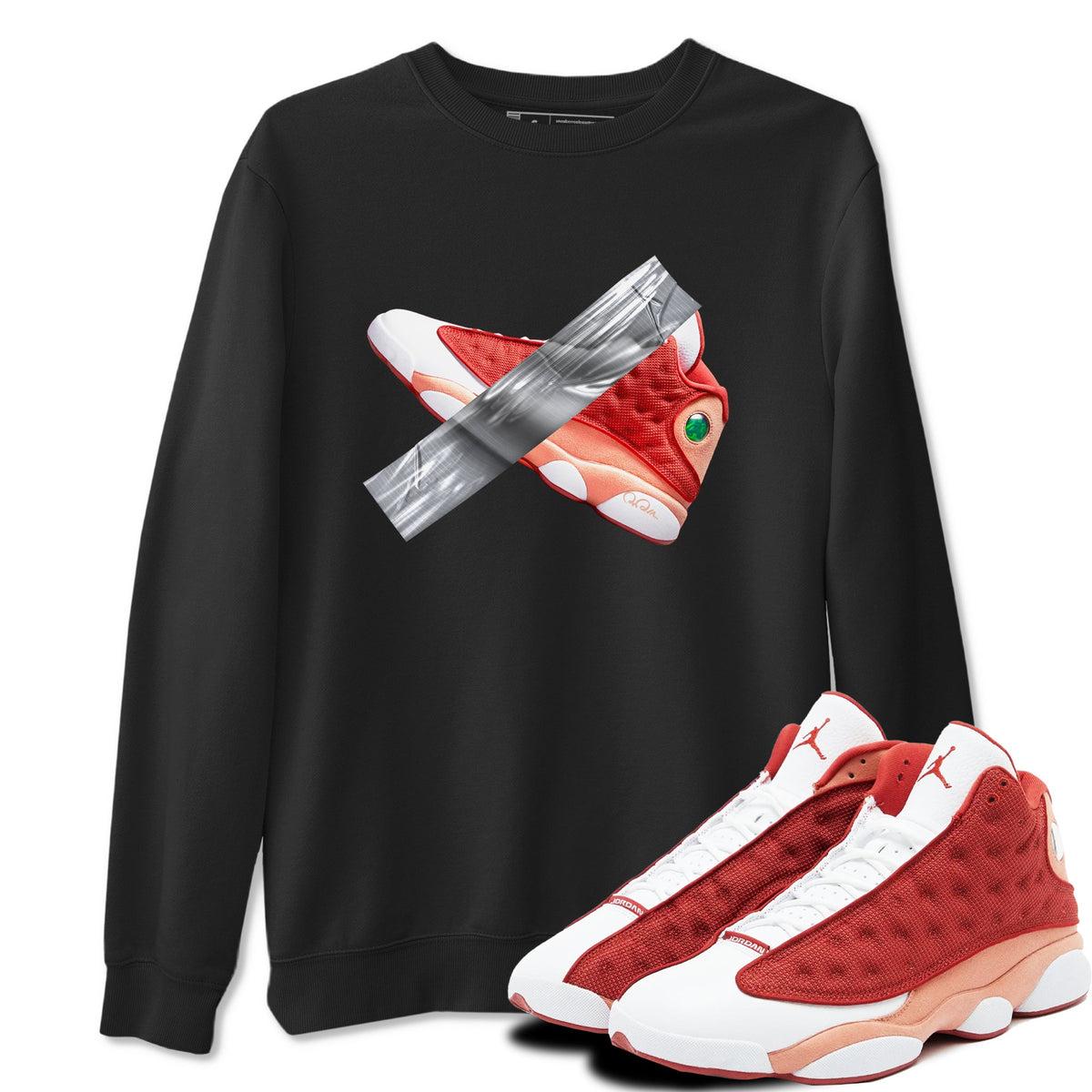 13s Dune Red shirts to match jordans Duct Tape sneaker match tees Air Jordan 13 Dune Red Drip Gear Zone streetwear brand Black 1 unisex cotton tee
