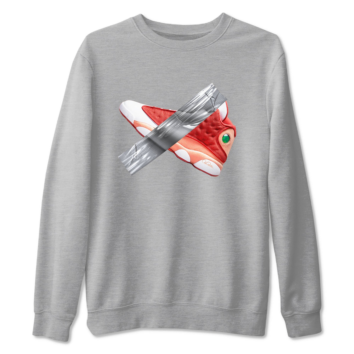 13s Dune Red shirts to match jordans Duct Tape sneaker match tees Air Jordan 13 Dune Red Drip Gear Zone streetwear brand Heather Grey 2 unisex cotton tee