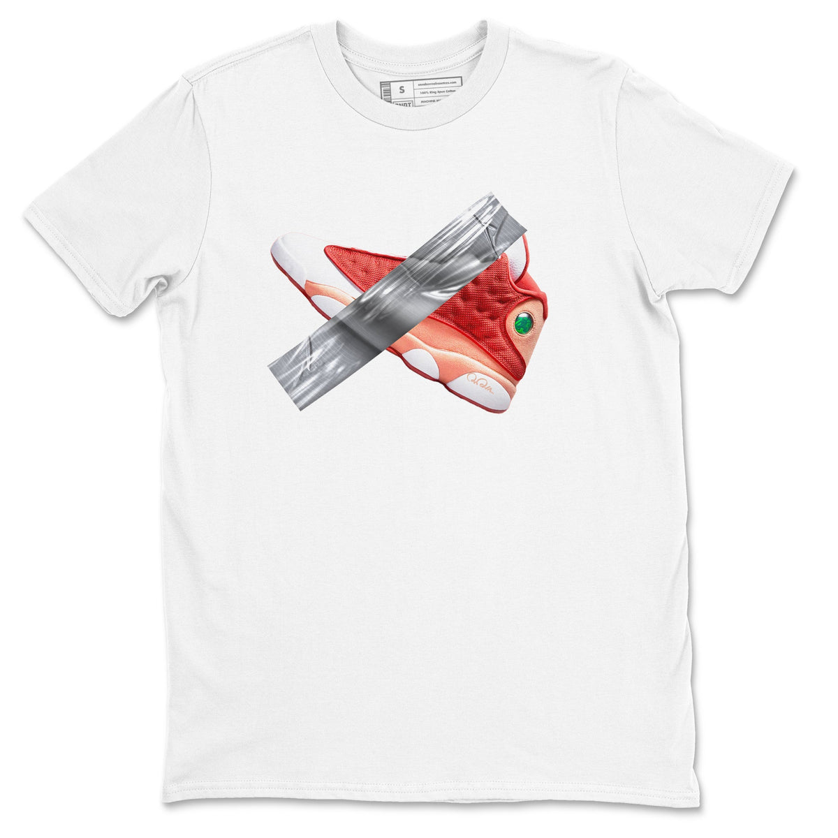 13s Dune Red shirts to match jordans Duct Tape sneaker match tees Air Jordan 13 Dune Red Drip Gear Zone streetwear brand White 2 unisex cotton tee