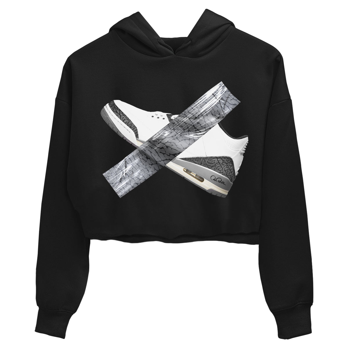 3s Cement Grey shirts to match jordans Duct Tape sneaker match tees Air Jordan 3 Cement Grey Drip Gear Zone unisex cotton Black 2 Crop Shirts
