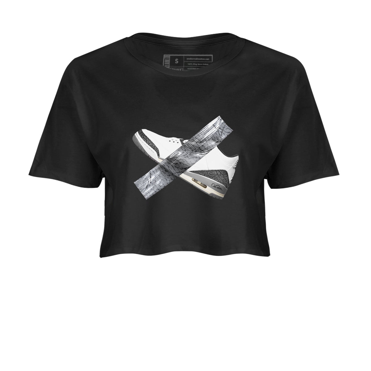 3s Cement Grey shirts to match jordans Duct Tape sneaker match tees Air Jordan 3 Cement Grey Drip Gear Zone unisex cotton Black 2 Crop Shirts