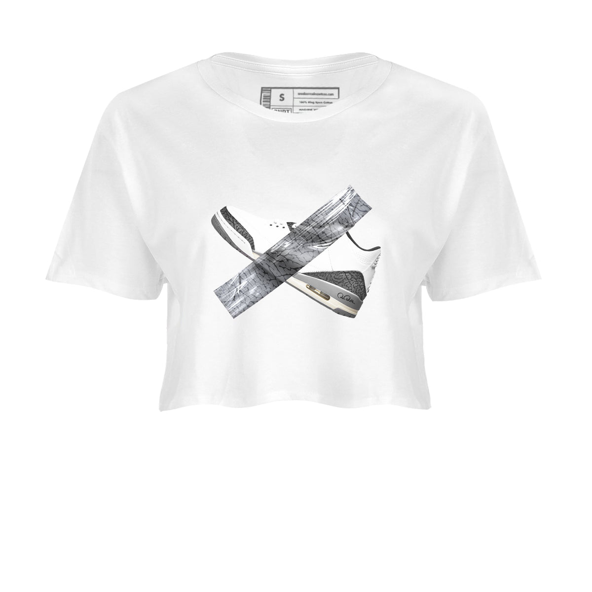 3s Cement Grey shirts to match jordans Duct Tape sneaker match tees Air Jordan 3 Cement Grey Drip Gear Zone unisex cotton White 2 Crop Shirts