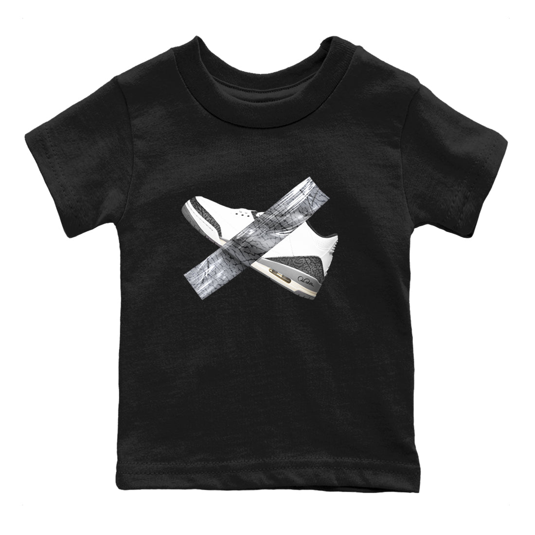 3s Cement Grey shirts to match jordans Duct Tape sneaker match tees Air Jordan 3 Cement Grey Drip Gear Zone Youth Baby Black 2 crew neck shirts