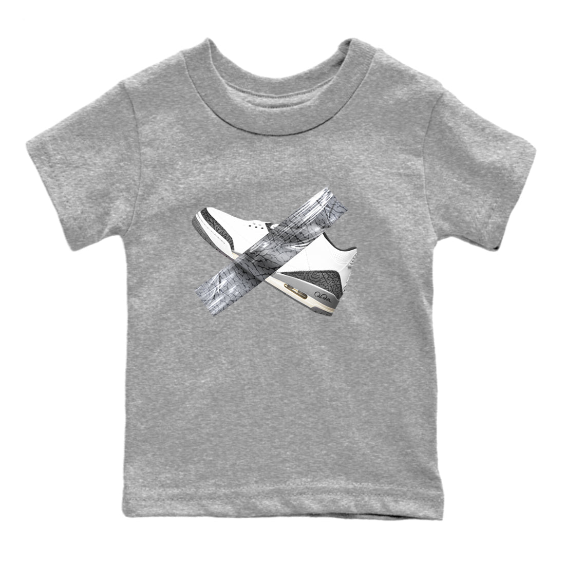 3s Cement Grey shirts to match jordans Duct Tape sneaker match tees Air Jordan 3 Cement Grey Drip Gear Zone Youth Baby Heather Grey 2 crew neck shirts