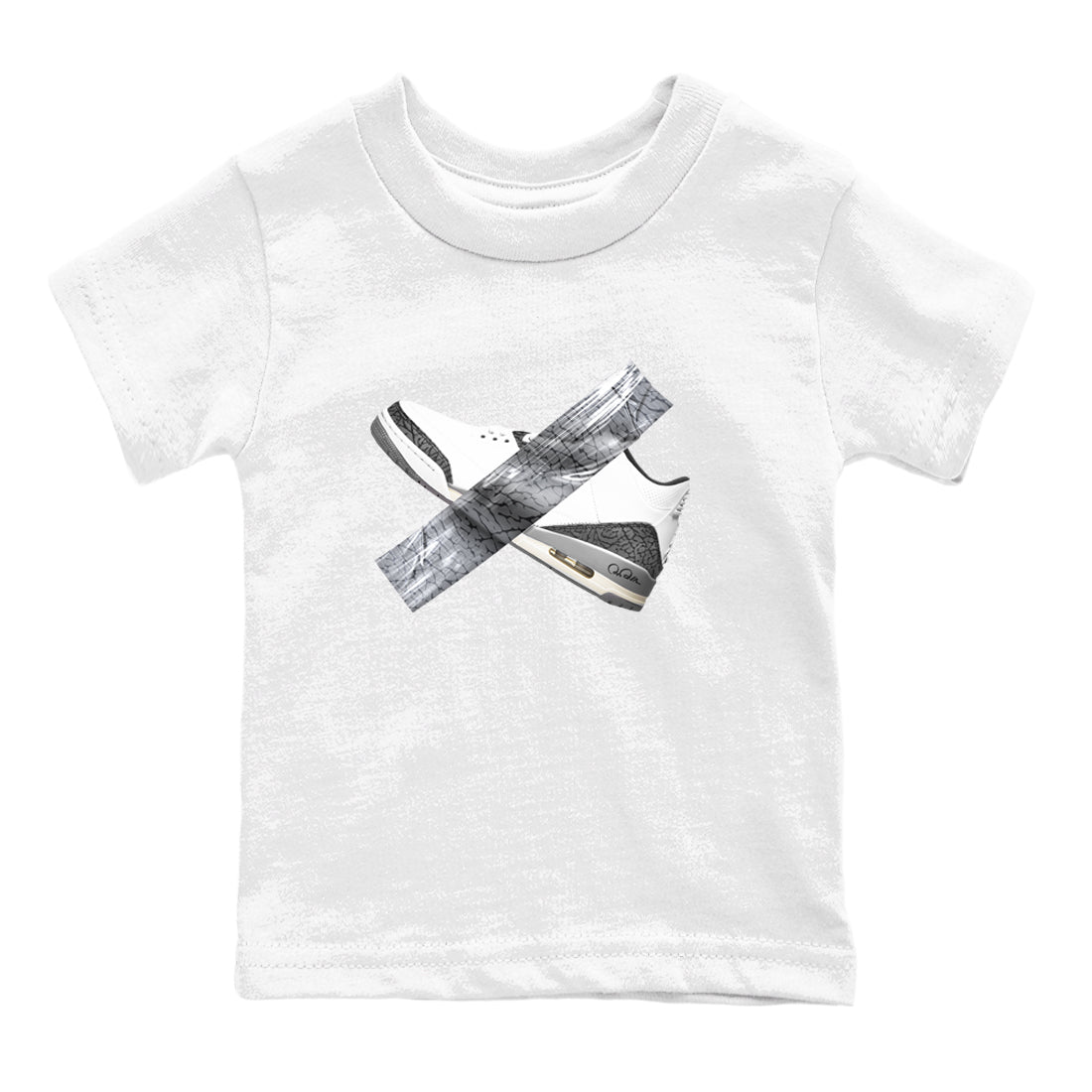 3s Cement Grey shirts to match jordans Duct Tape sneaker match tees Air Jordan 3 Cement Grey Drip Gear Zone Youth Baby White 2 crew neck shirts