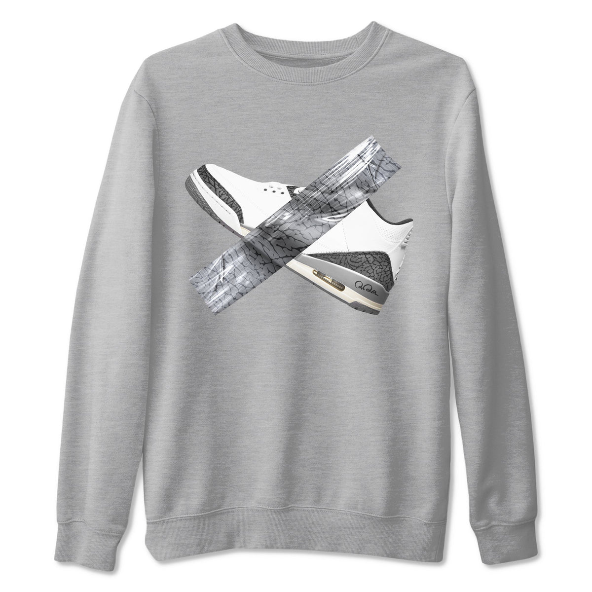 3s Cement Grey shirts to match jordans Duct Tape sneaker match tees Air Jordan 3 Cement Grey Drip Gear Zone unisex cotton Heather Grey 2 crew neck shirts