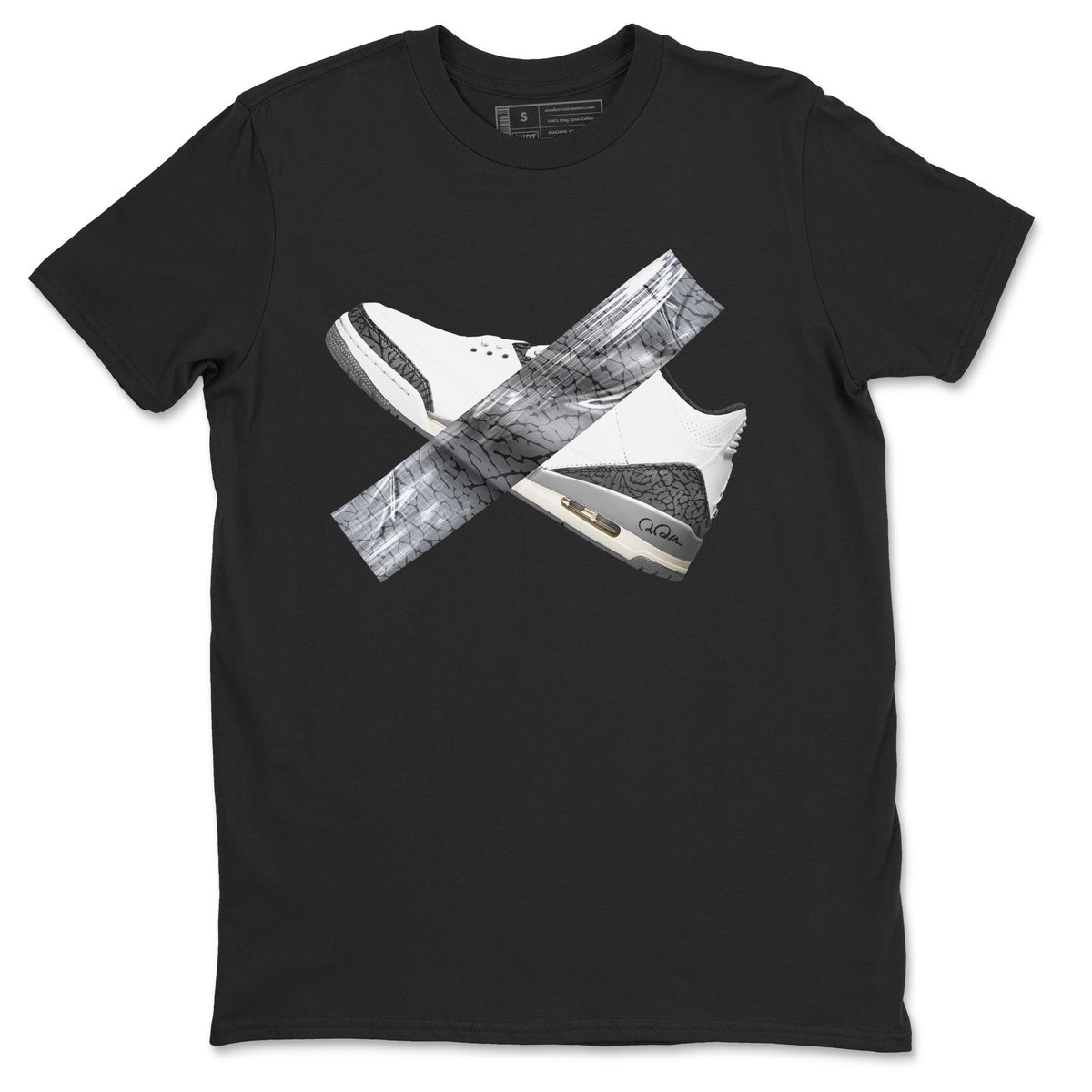 3s Cement Grey shirts to match jordans Duct Tape sneaker match tees Air Jordan 3 Cement Grey Drip Gear Zone unisex cotton Black 2 crew neck shirts