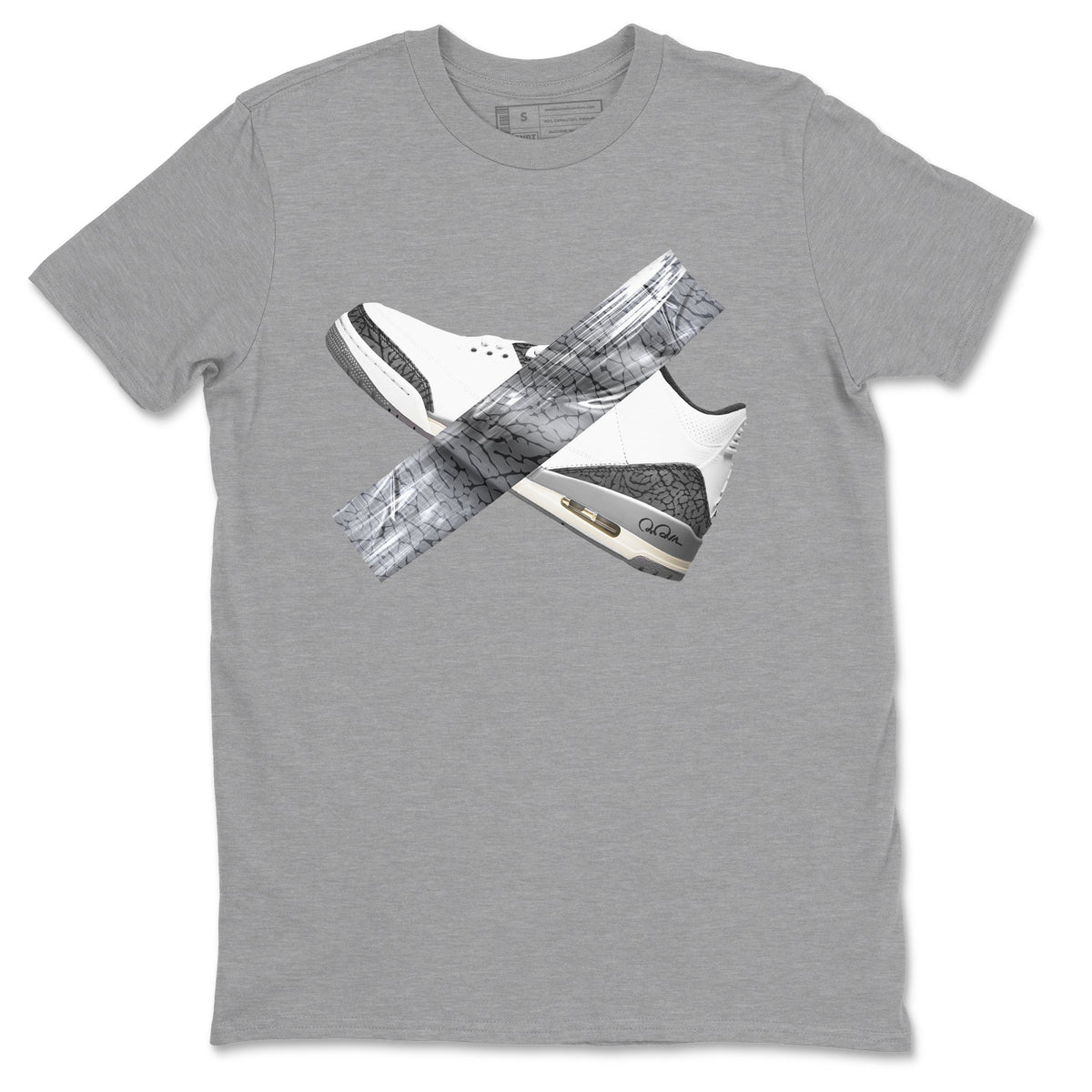 3s Cement Grey shirts to match jordans Duct Tape sneaker match tees Air Jordan 3 Cement Grey Drip Gear Zone unisex cotton Heather Grey 2 crew neck shirts