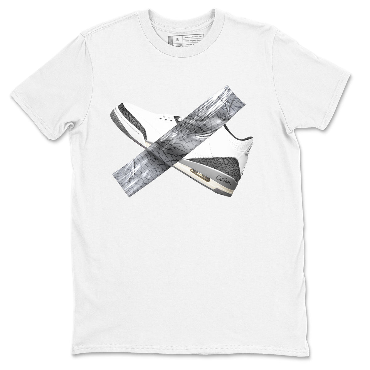 3s Cement Grey shirts to match jordans Duct Tape sneaker match tees Air Jordan 3 Cement Grey Drip Gear Zone unisex cotton White 2 crew neck shirts