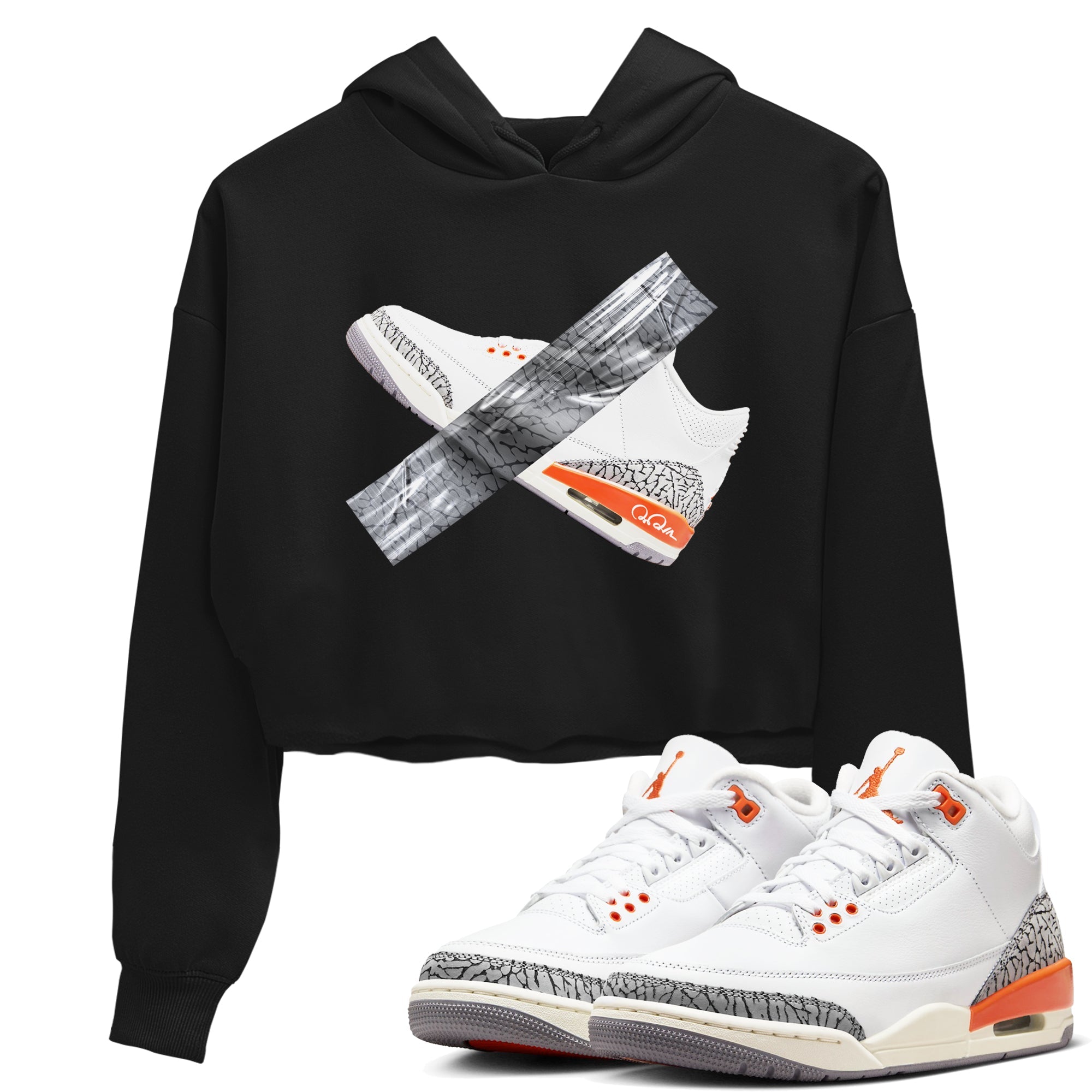 3s Georgia Peach shirt to match jordans Duct Tape sneaker tees Air Jordan 3 Georgia Peach Drip Gear Zone Black 1 crop length shirt