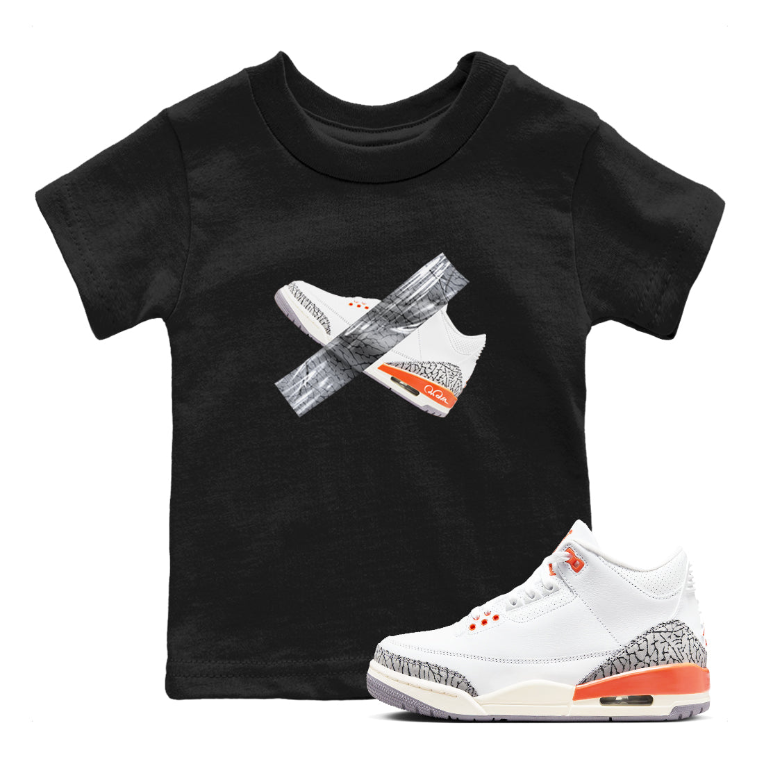 3s Georgia Peach shirt to match jordans Duct Tape sneaker tees Air Jordan 3 Georgia Peach Drip Gear Zone baby toddler Black 1 cotton Shirt