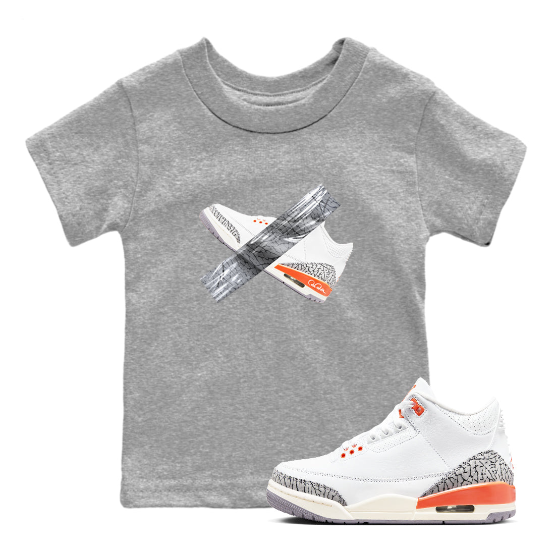 3s Georgia Peach shirt to match jordans Duct Tape sneaker tees Air Jordan 3 Georgia Peach Drip Gear Zone baby toddler Heather Grey 1 cotton Shirt
