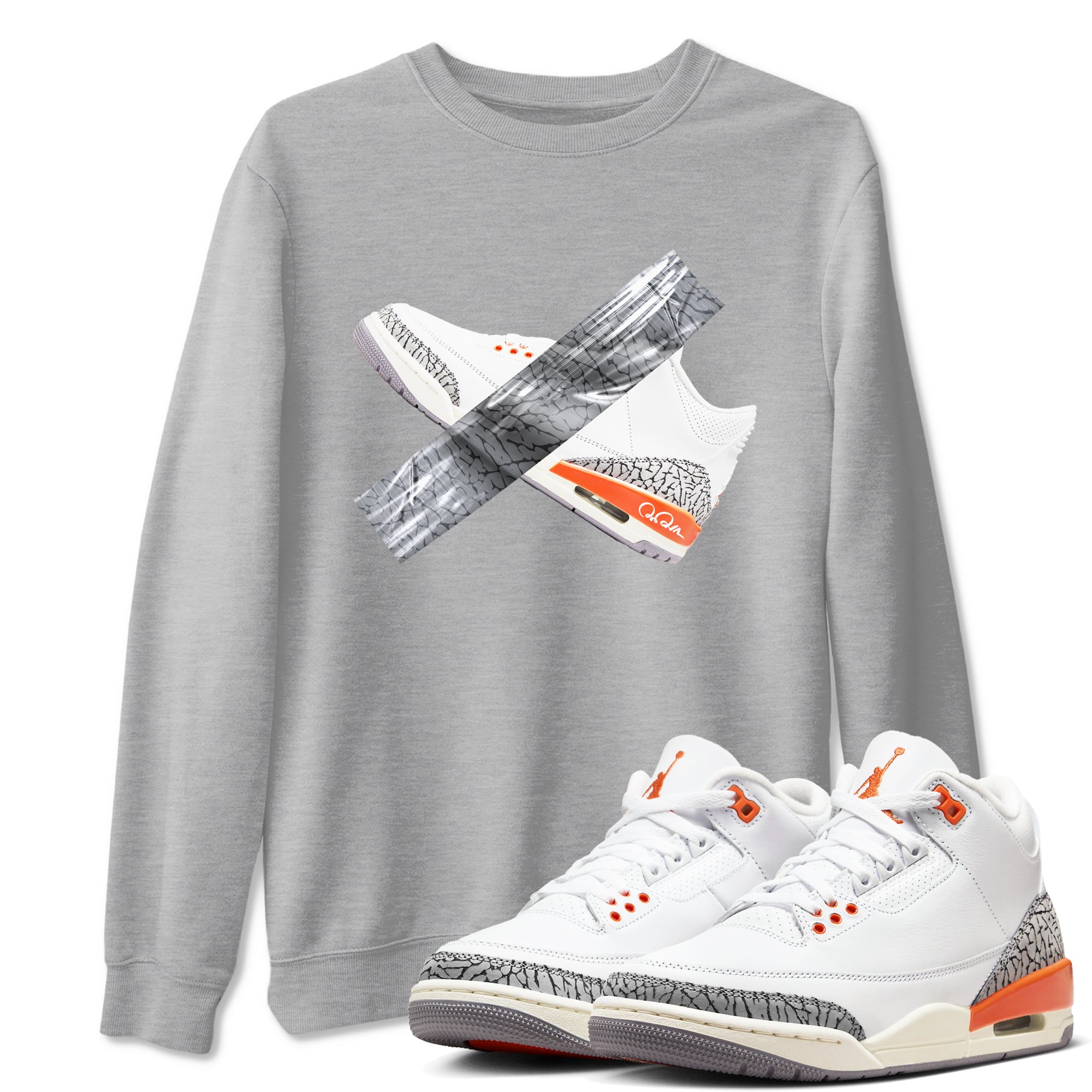 3s Georgia Peach shirt to match jordans Duct Tape sneaker tees Air Jordan 3 Georgia Peach Drip Gear Zone unisex cotton Heather Grey 1 crew neck shirt