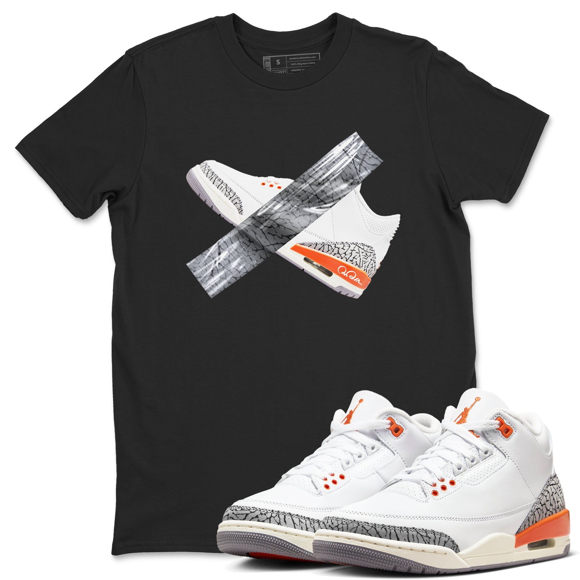 3s Georgia Peach shirt to match jordans Duct Tape sneaker tees Air Jordan 3 Georgia Peach Drip Gear Zone unisex cotton Black 1 crew neck shirt