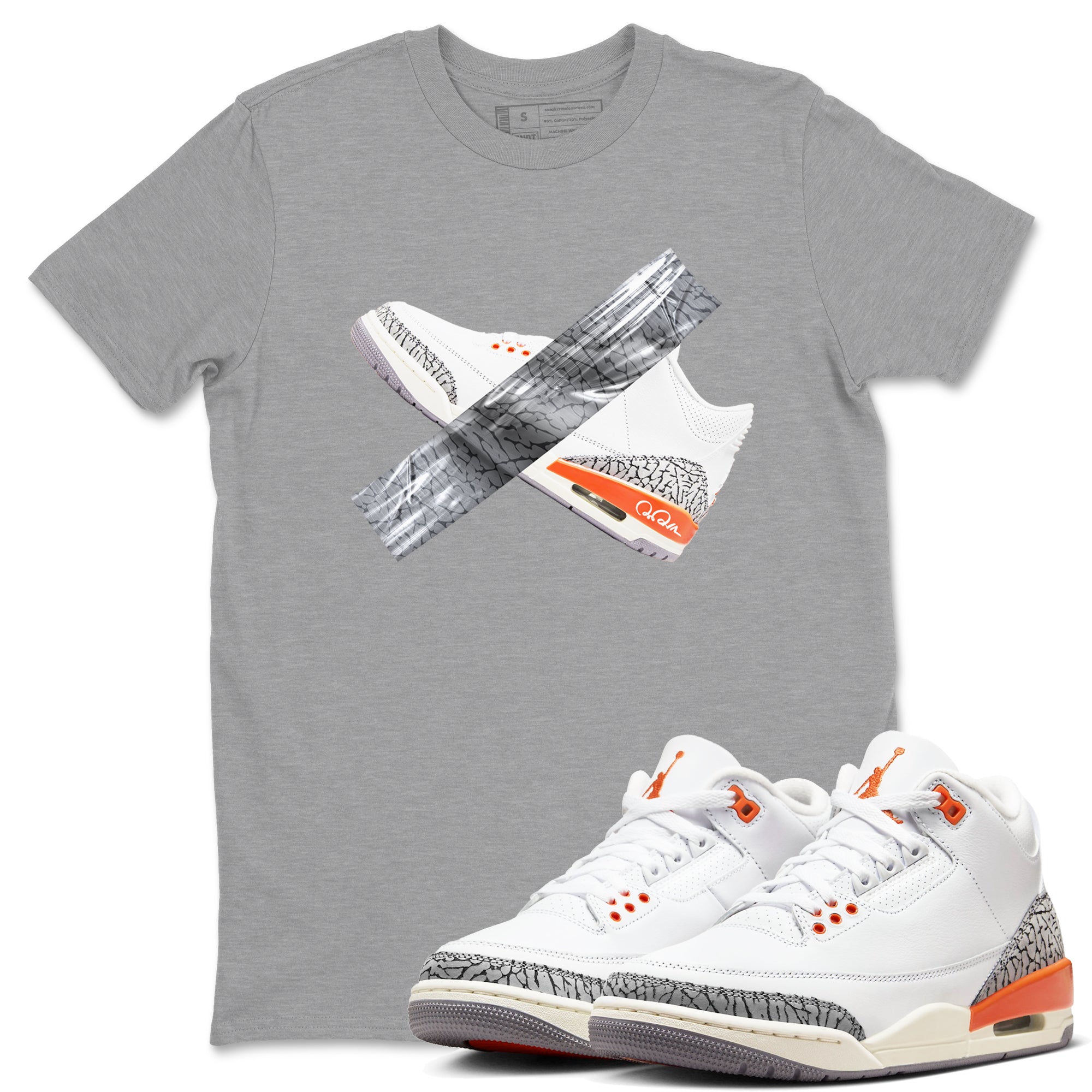 3s Georgia Peach shirt to match jordans Duct Tape sneaker tees Air Jordan 3 Georgia Peach Drip Gear Zone unisex cotton Heather Grey 1 crew neck shirt