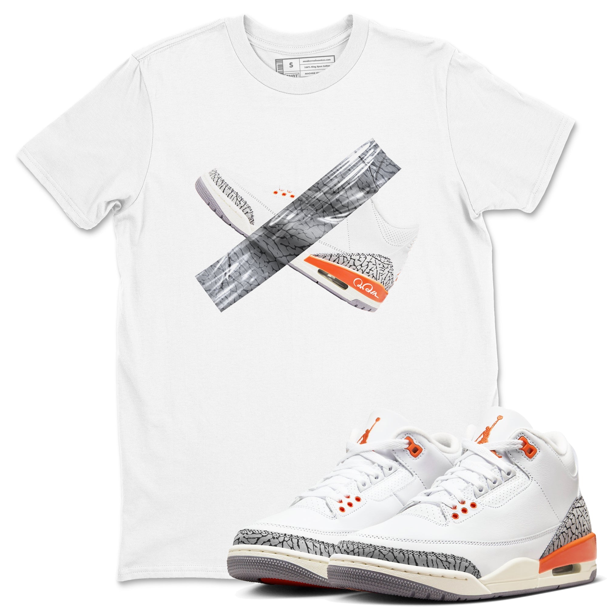 3s Georgia Peach shirt to match jordans Duct Tape sneaker tees Air Jordan 3 Georgia Peach Drip Gear Zone unisex cotton White 1 crew neck shirt