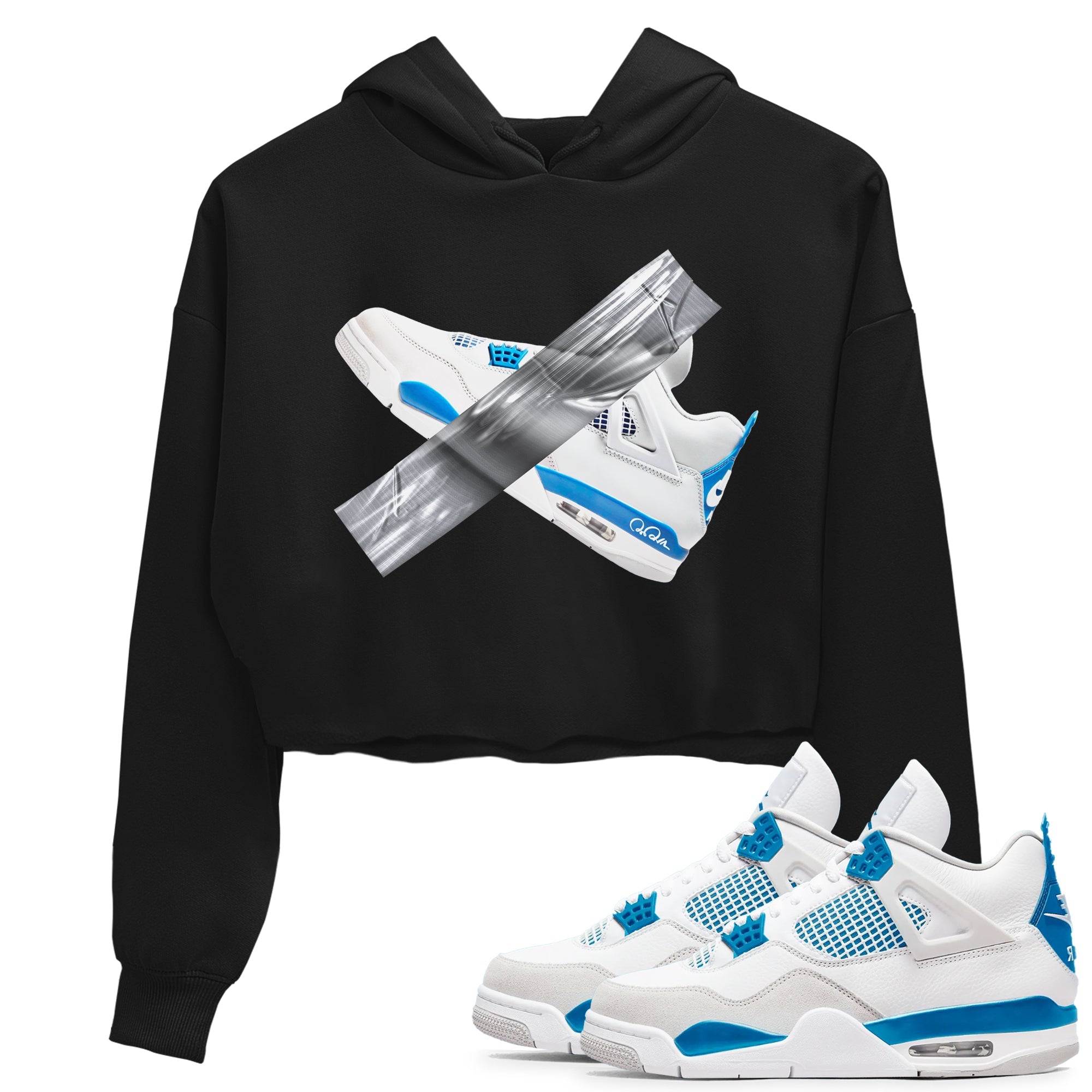 Air Jordan 4 Industrial Blue shirt to match jordans Duct Tape sneaker tees Air Jordan 4 Military Blue Drip Gear Zone Black 1 crop length shirt