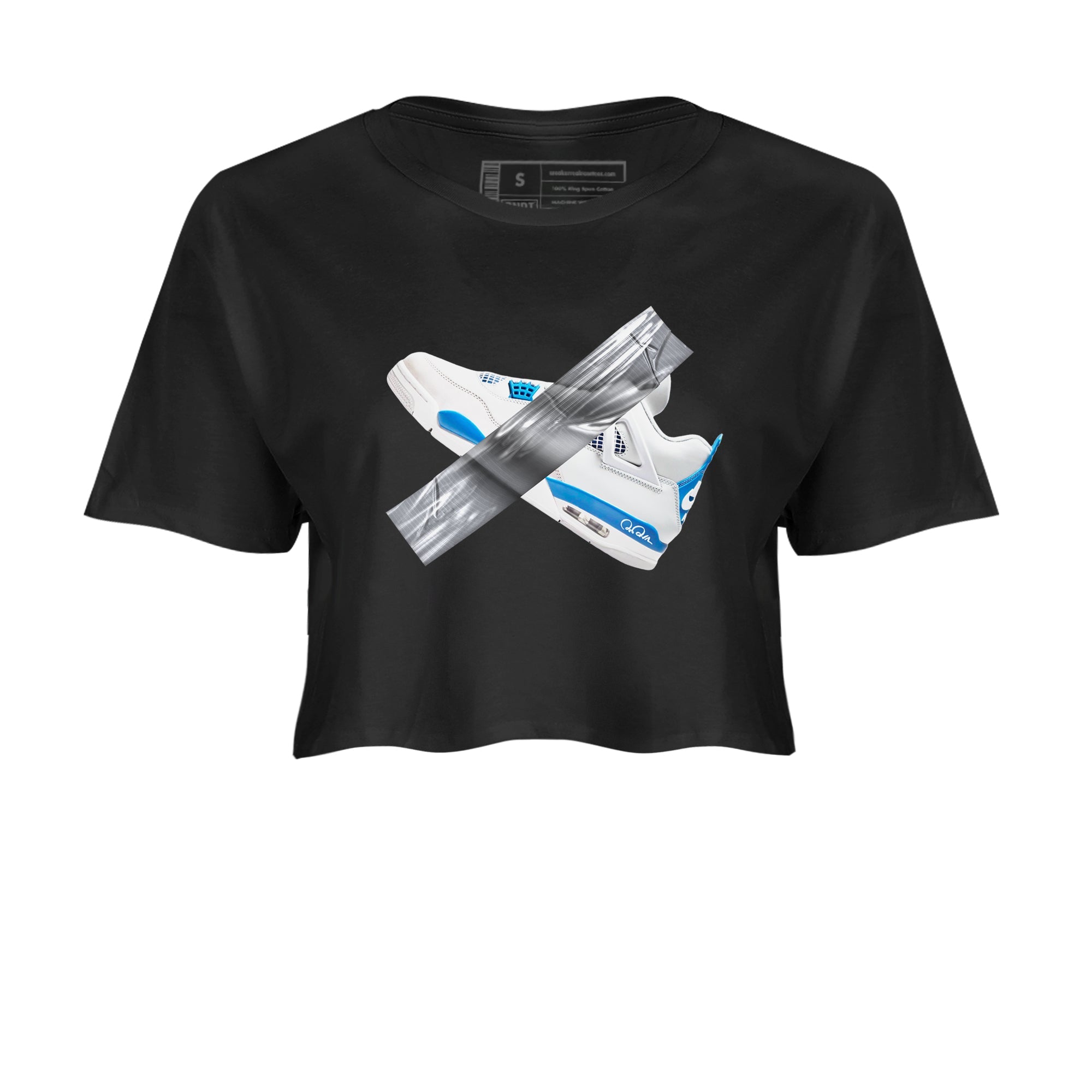 Air Jordan 4 Industrial Blue shirt to match jordans Duct Tape sneaker tees Air Jordan 4 Military Blue Drip Gear Zone Black 2 crop length shirt