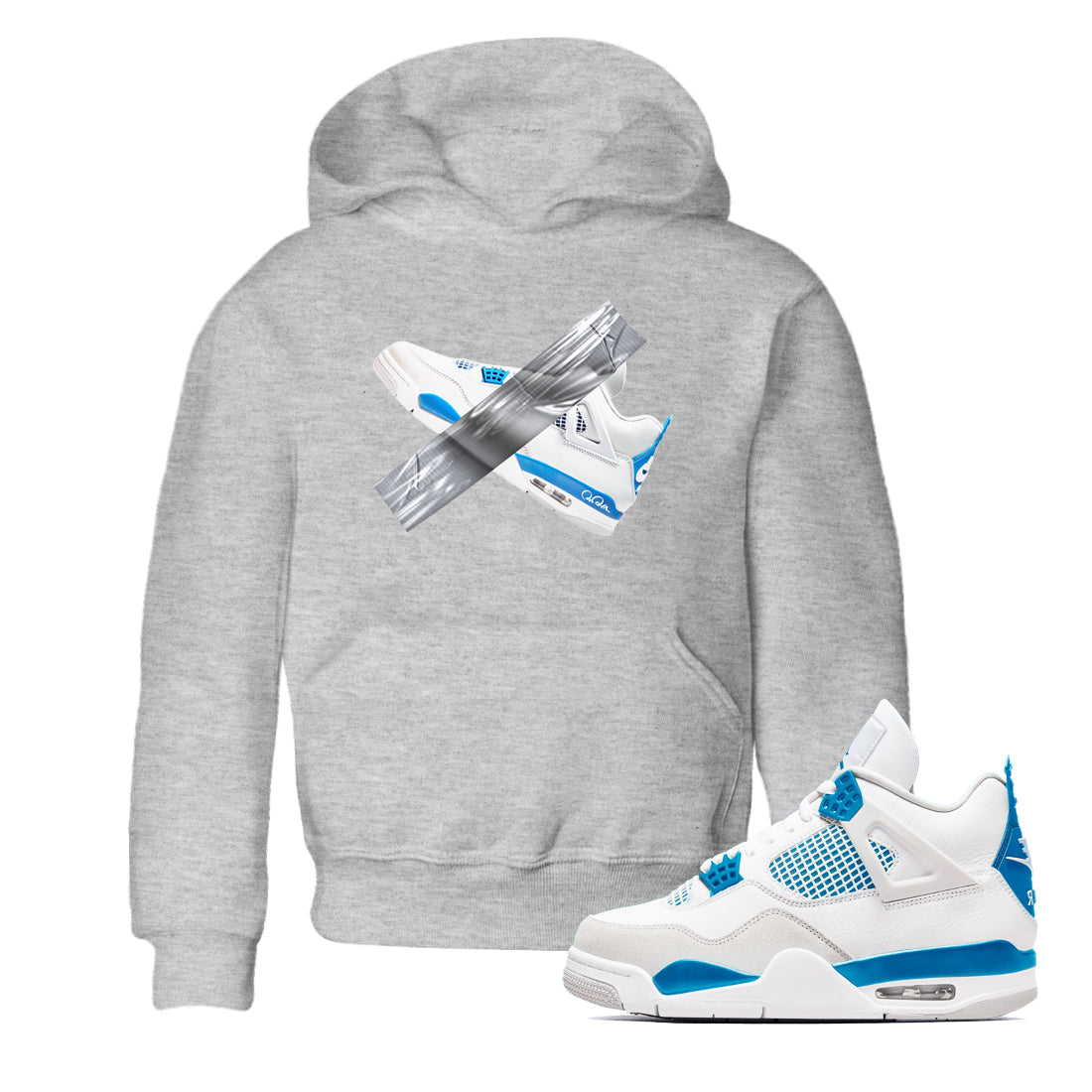 Air Jordan 4 Industrial Blue shirt to match jordans Duct Tape sneaker tees Air Jordan 4 Military Blue Drip Gear Zone baby toddler Heather Grey 1 cotton Shirt