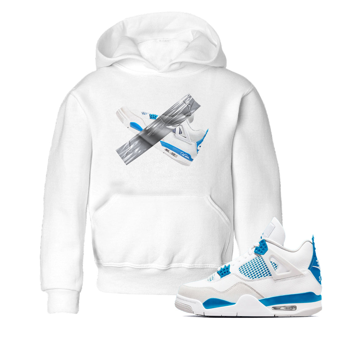 Air Jordan 4 Industrial Blue shirt to match jordans Duct Tape sneaker tees Air Jordan 4 Military Blue Drip Gear Zone baby toddler White 1 cotton Shirt
