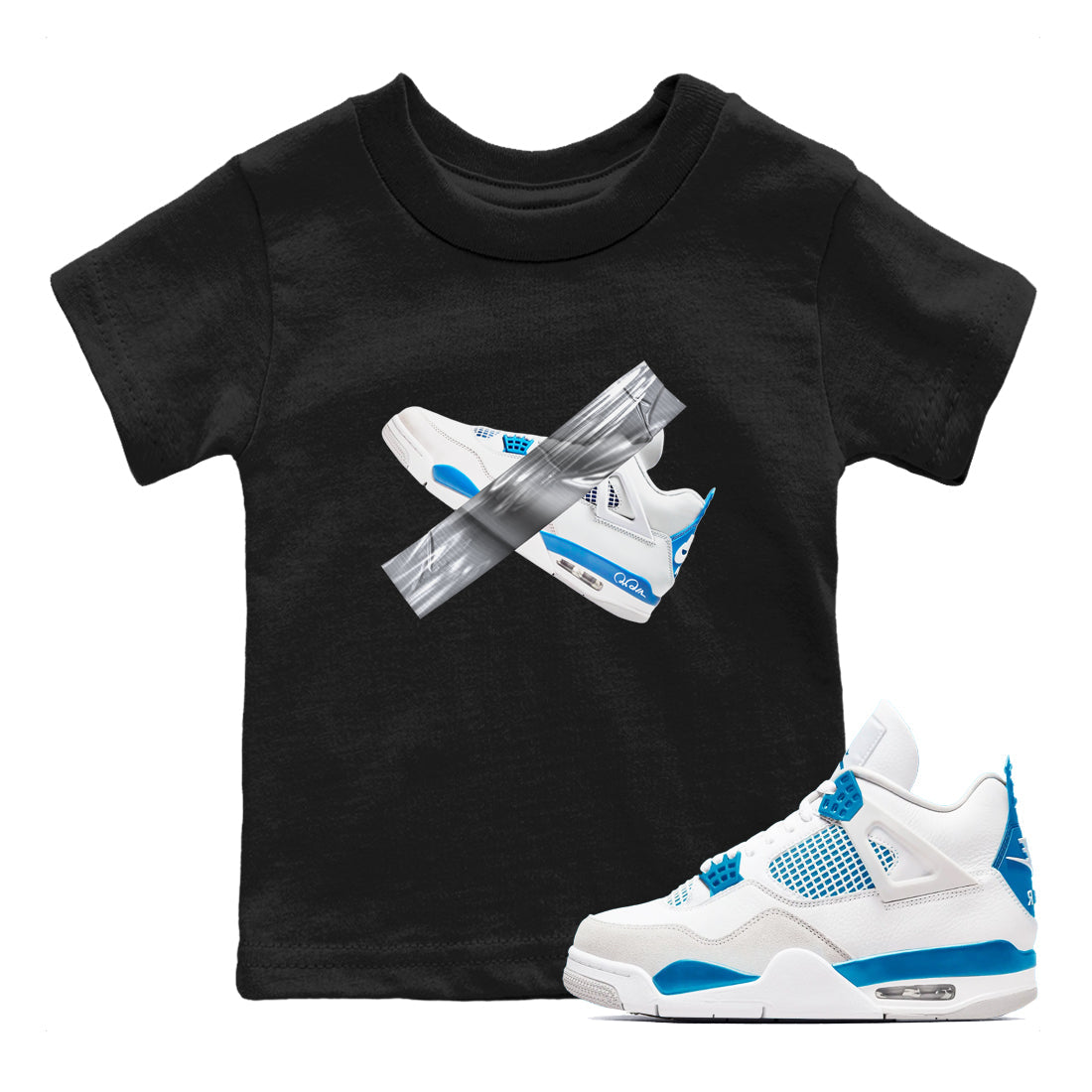 Air Jordan 4 Industrial Blue shirt to match jordans Duct Tape sneaker tees Air Jordan 4 Military Blue Drip Gear Zone baby toddler Black 1 cotton Shirt