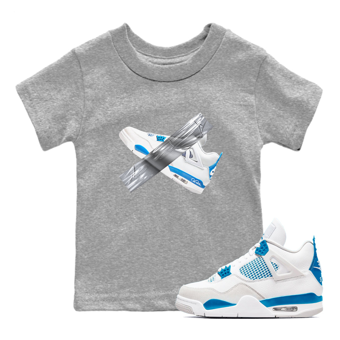 Air Jordan 4 Industrial Blue shirt to match jordans Duct Tape sneaker tees Air Jordan 4 Military Blue Drip Gear Zone baby toddler Heather Grey 1 cotton Shirt