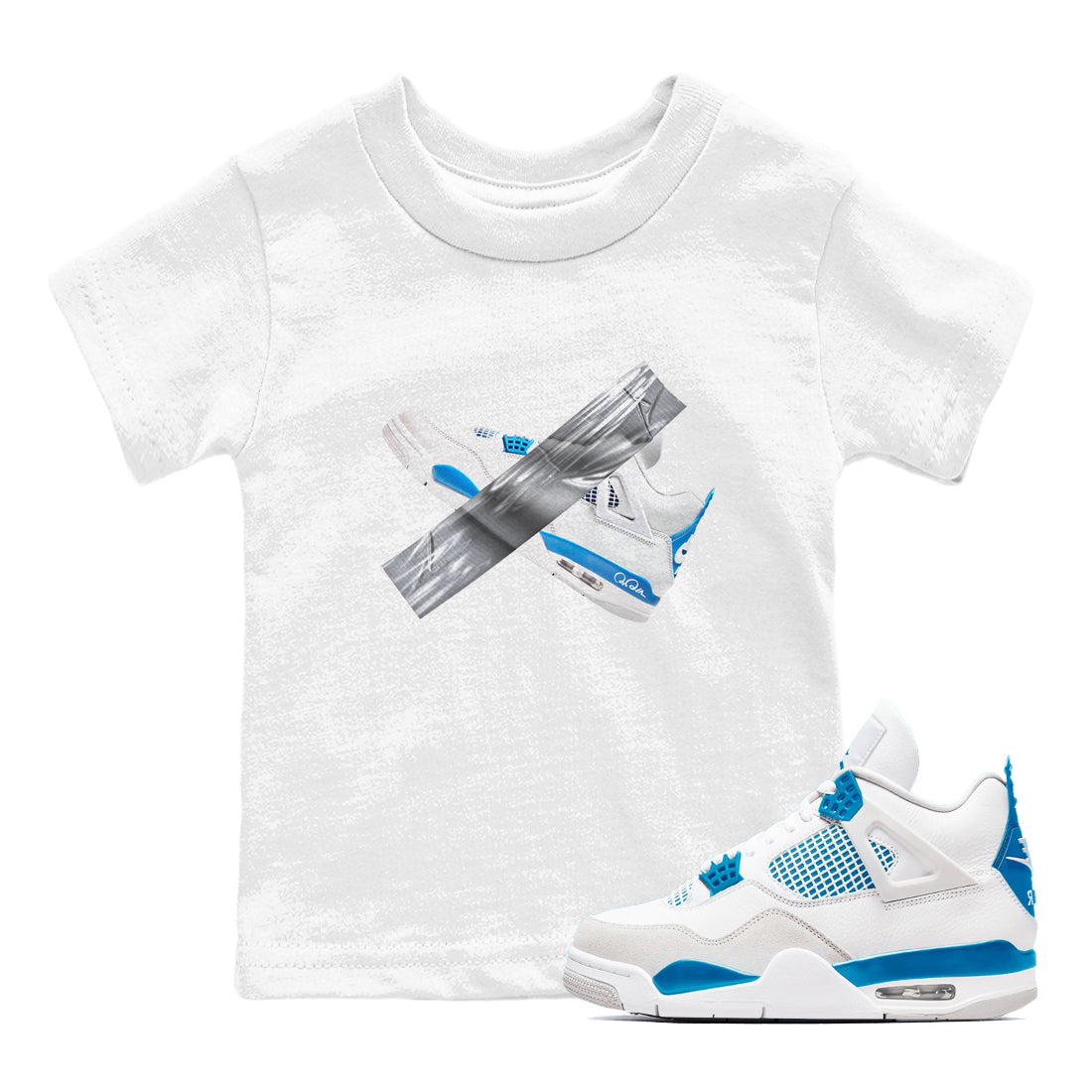 Air Jordan 4 Industrial Blue shirt to match jordans Duct Tape sneaker tees Air Jordan 4 Military Blue Drip Gear Zone baby toddler White 1 cotton Shirt