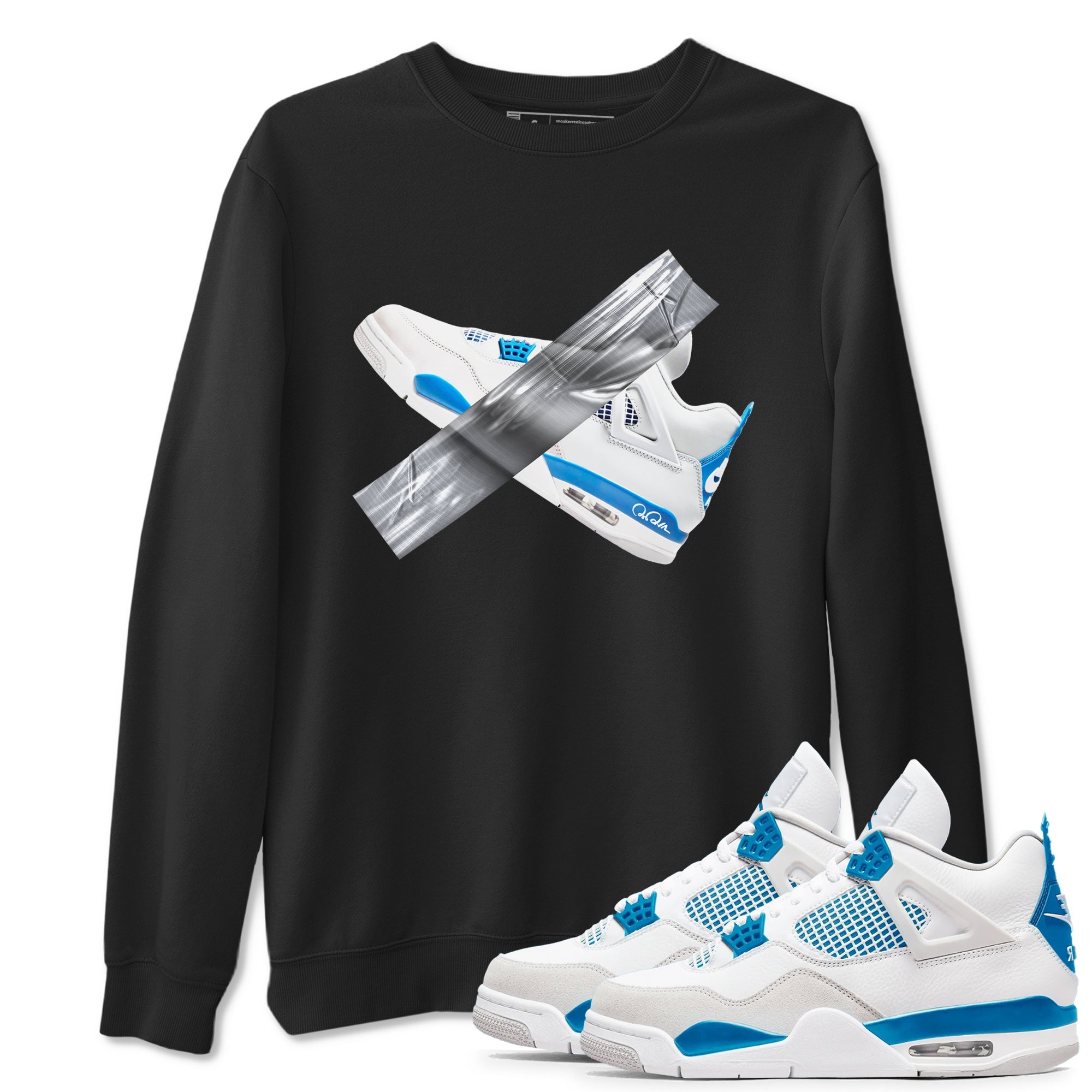 Air Jordan 4 Industrial Blue shirt to match jordans Duct Tape sneaker tees Air Jordan 4 Military Blue Drip Gear Zone unisex cotton Black 1 crew neck shirt