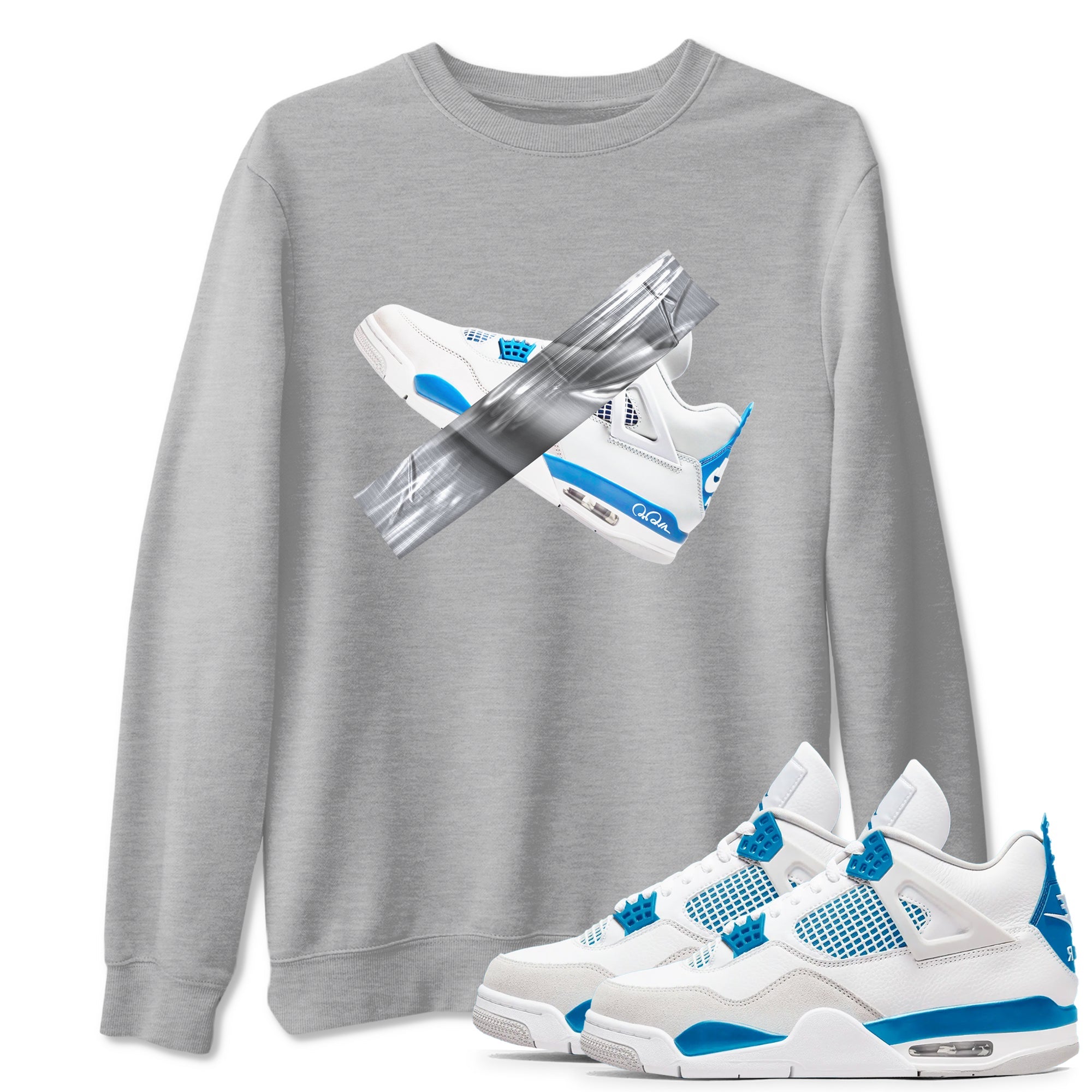 Air Jordan 4 Industrial Blue shirt to match jordans Duct Tape sneaker tees Air Jordan 4 Military Blue Drip Gear Zone unisex cotton Heather Grey 1 crew neck shirt