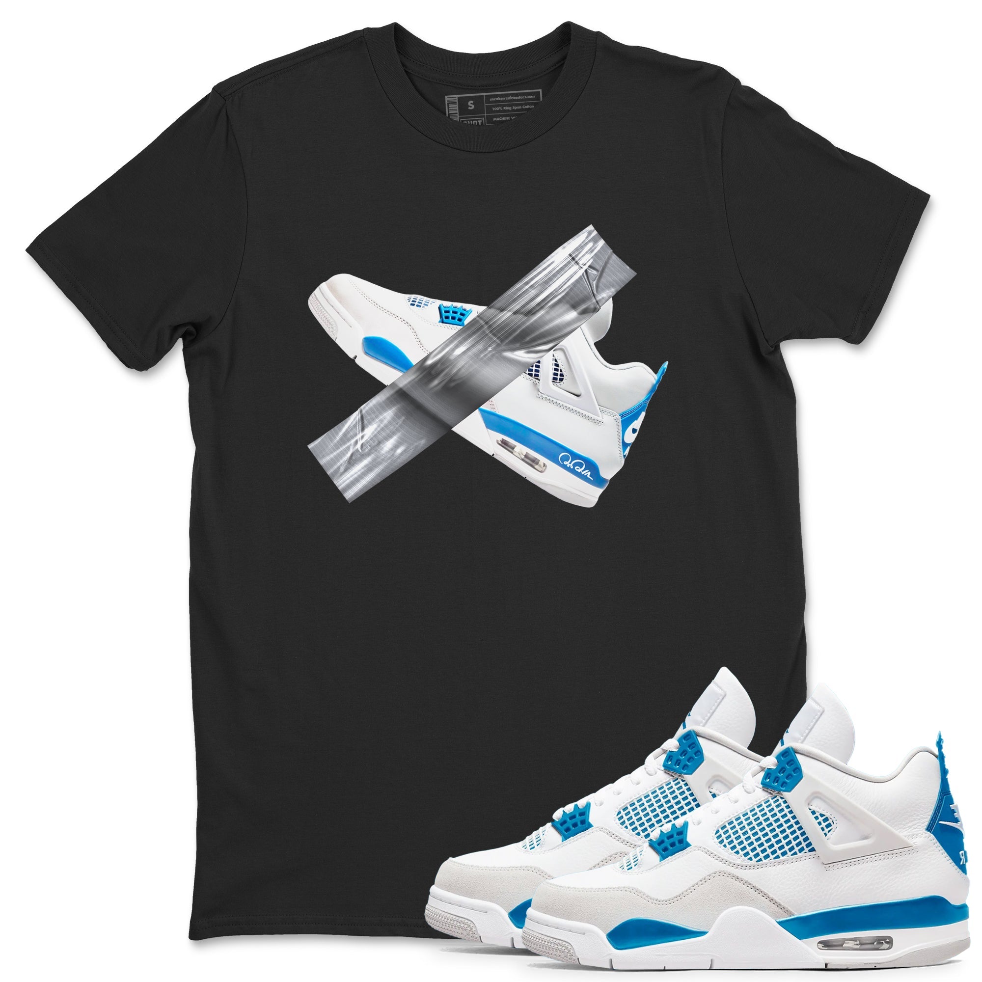 Air Jordan 4 Industrial Blue shirt to match jordans Duct Tape sneaker tees Air Jordan 4 Military Blue Drip Gear Zone unisex cotton Black 1 crew neck shirt