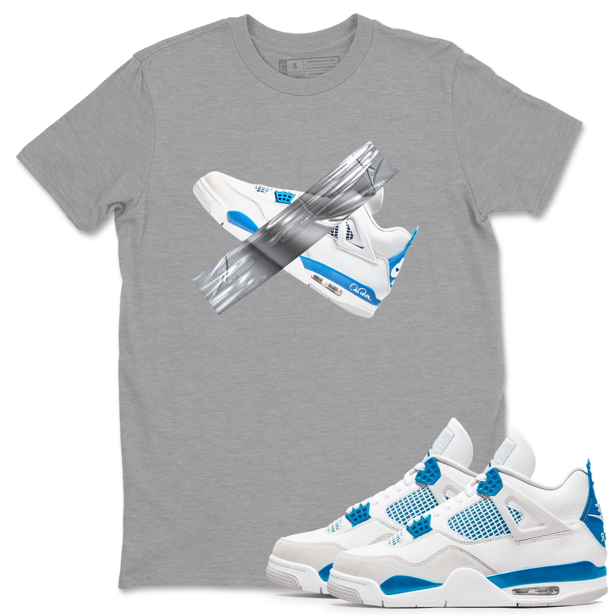 Air Jordan 4 Industrial Blue shirt to match jordans Duct Tape sneaker tees Air Jordan 4 Military Blue Drip Gear Zone unisex cotton Heather Grey 1 crew neck shirt