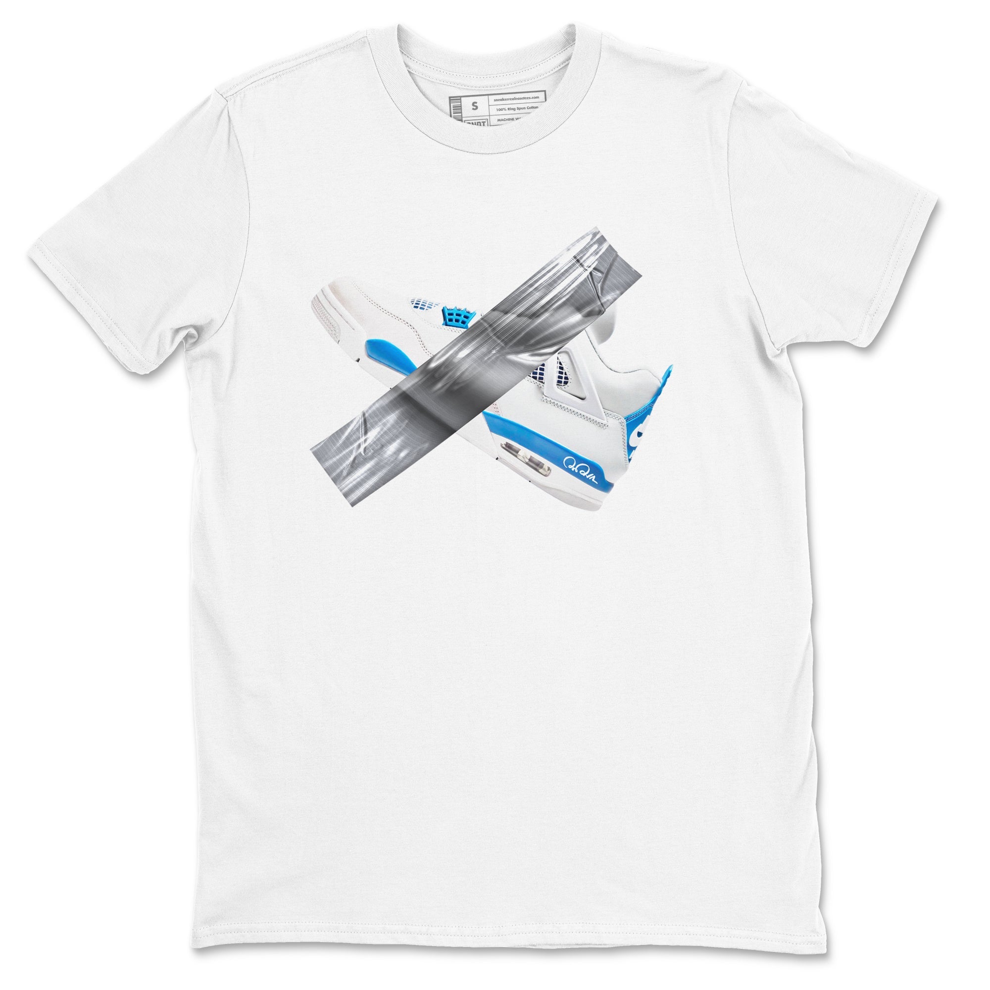 Air Jordan 4 Industrial Blue shirt to match jordans Duct Tape sneaker tees Air Jordan 4 Military Blue Drip Gear Zone unisex cotton White 2 crew neck shirt