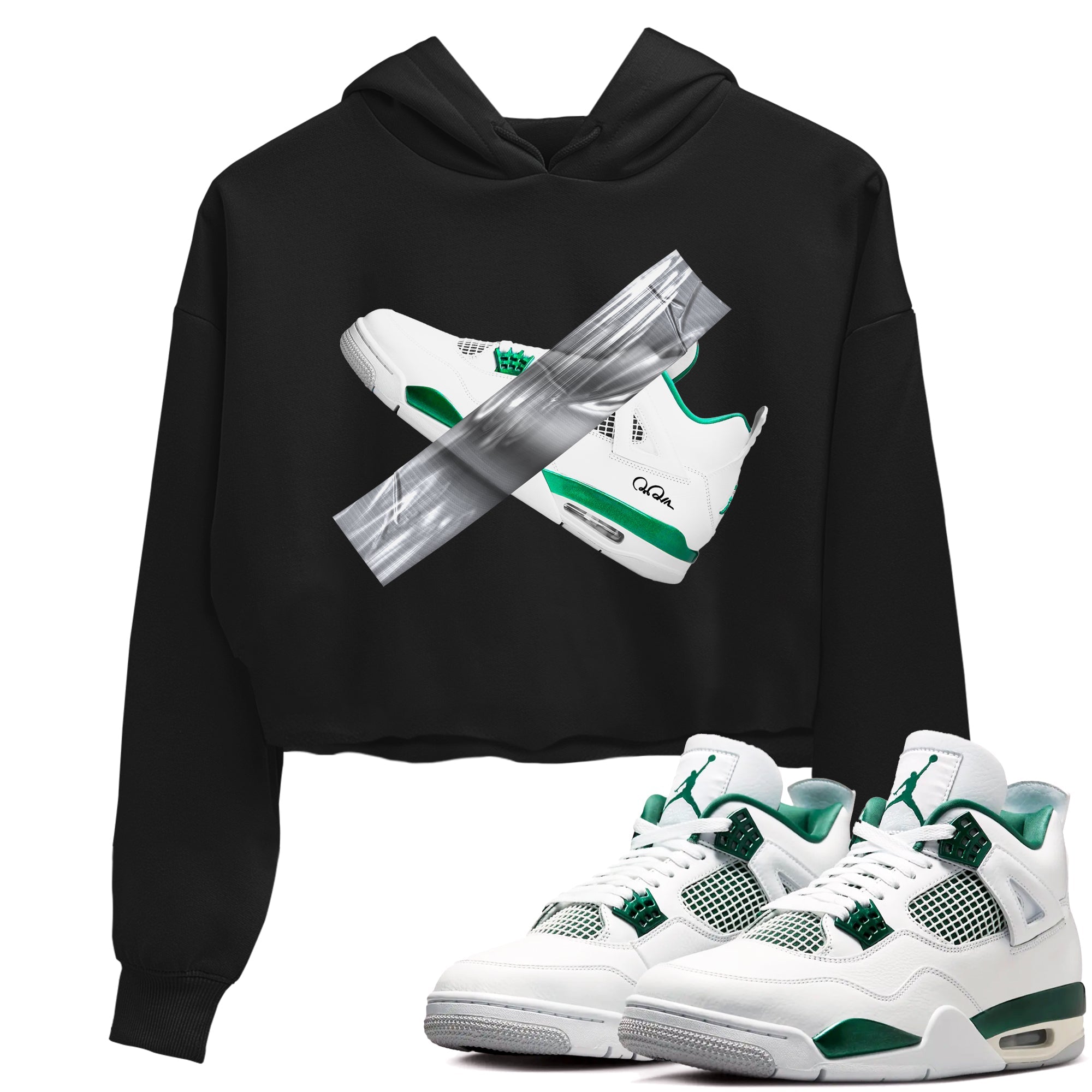 4s Oxidized Green shirts to match jordans Duct Tape sneaker match tees Air Jordan 4 Oxidized Green Drip Gear Zone streetwear brand Black 1 crop tee