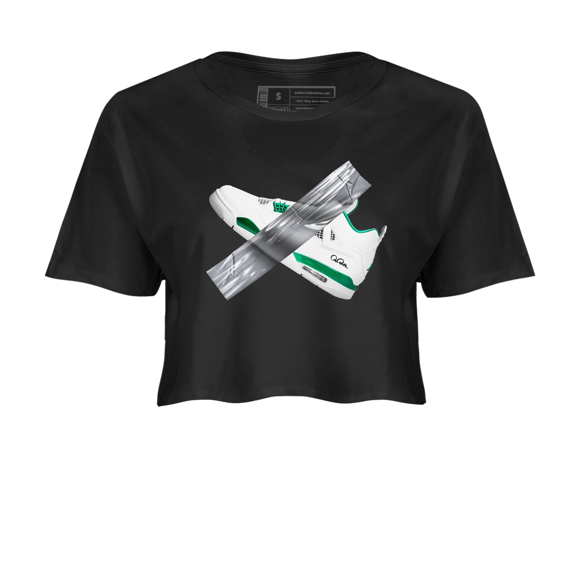 4s Oxidized Green shirts to match jordans Duct Tape sneaker match tees Air Jordan 4 Oxidized Green Drip Gear Zone streetwear brand Black 2 crop tee