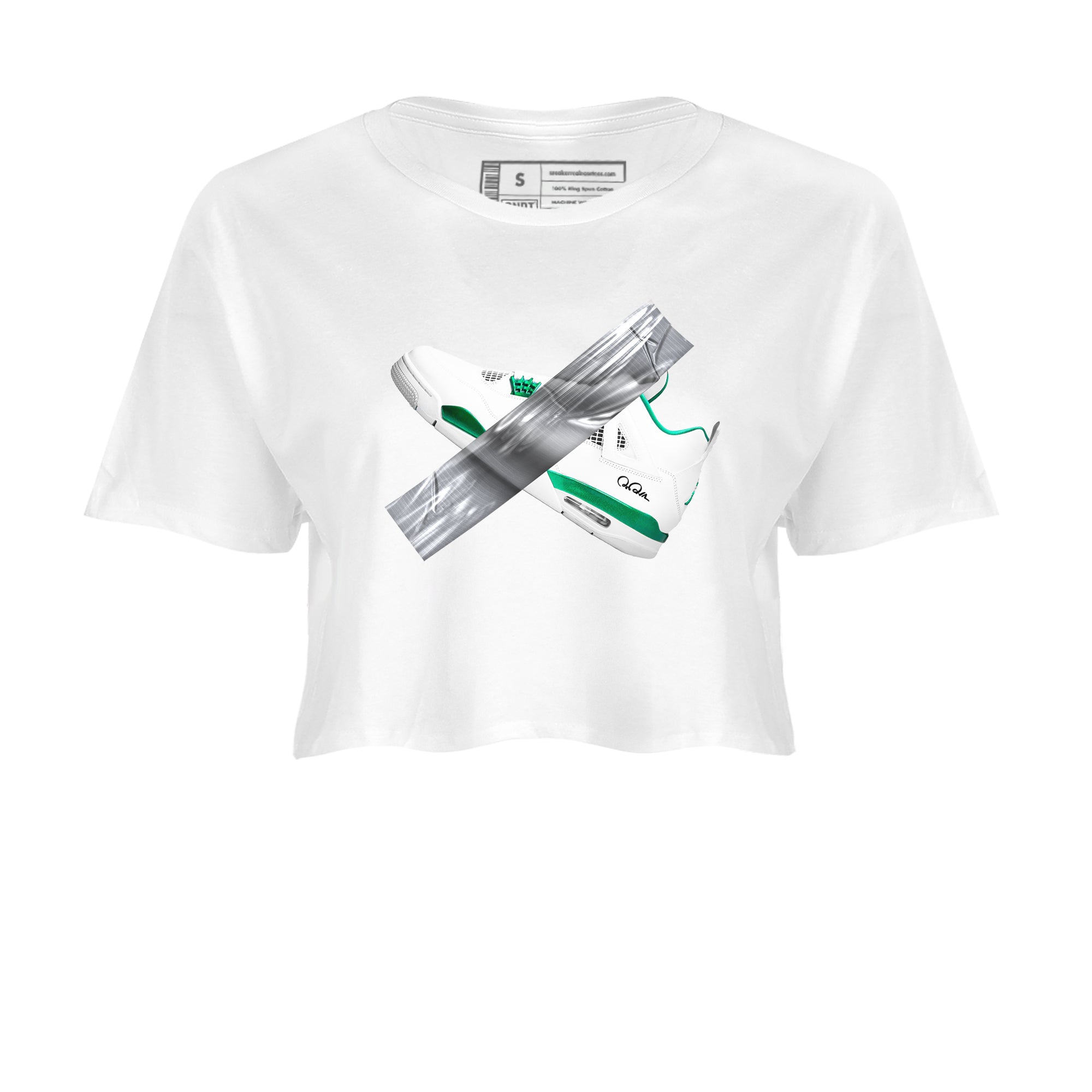 4s Oxidized Green shirts to match jordans Duct Tape sneaker match tees Air Jordan 4 Oxidized Green Drip Gear Zone streetwear brand White 2 crop tee