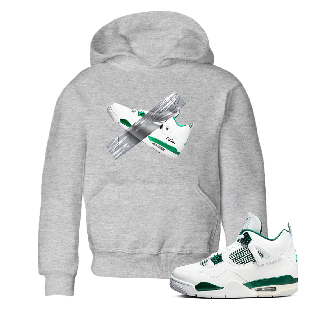 4s Oxidized Green shirts to match jordans Duct Tape sneaker match tees Air Jordan 4 Oxidized Green Drip Gear Zone streetwear brand Baby and Youth Heather Grey 1 cotton tee