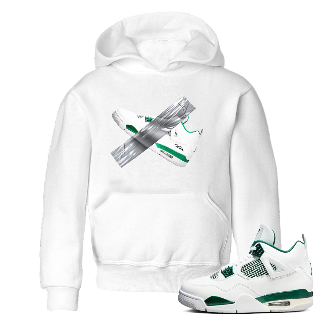 4s Oxidized Green shirts to match jordans Duct Tape sneaker match tees Air Jordan 4 Oxidized Green Drip Gear Zone streetwear brand Baby and Youth White 1 cotton tee
