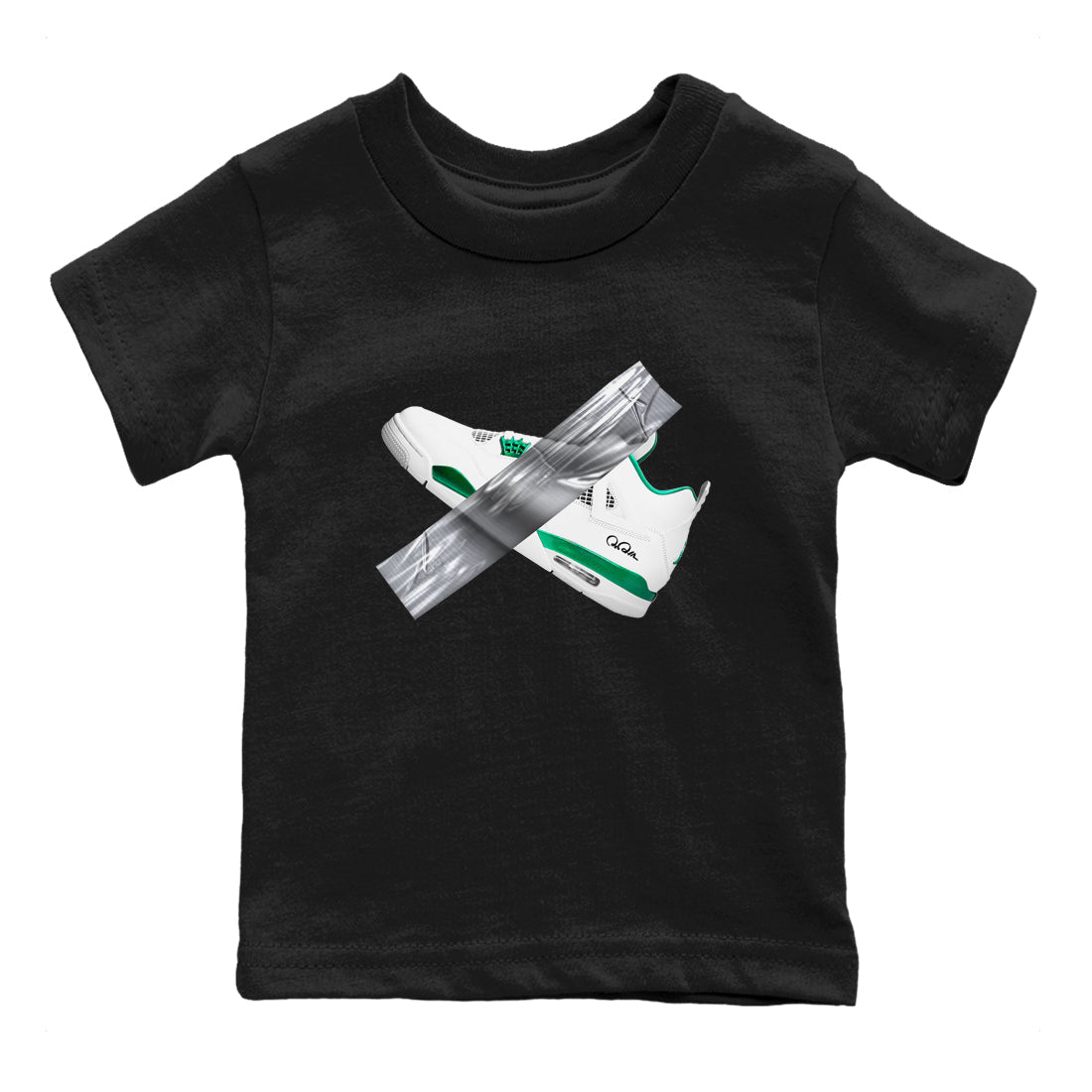4s Oxidized Green shirts to match jordans Duct Tape sneaker match tees Air Jordan 4 Oxidized Green Drip Gear Zone streetwear brand Baby and Youth Black 2 cotton tee
